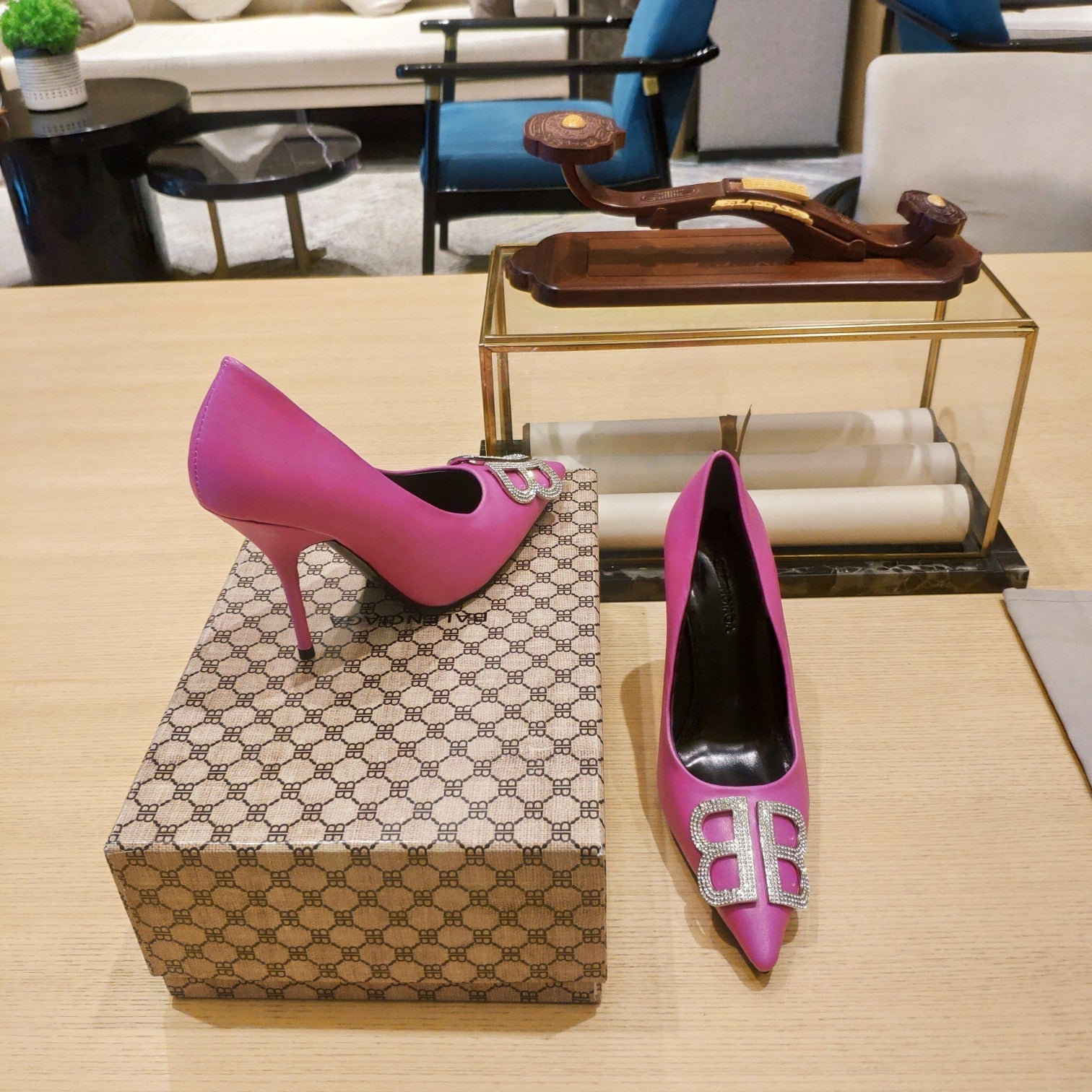 Balenciaga 26s High Heel Pump 105 Pink Cowhide 681172