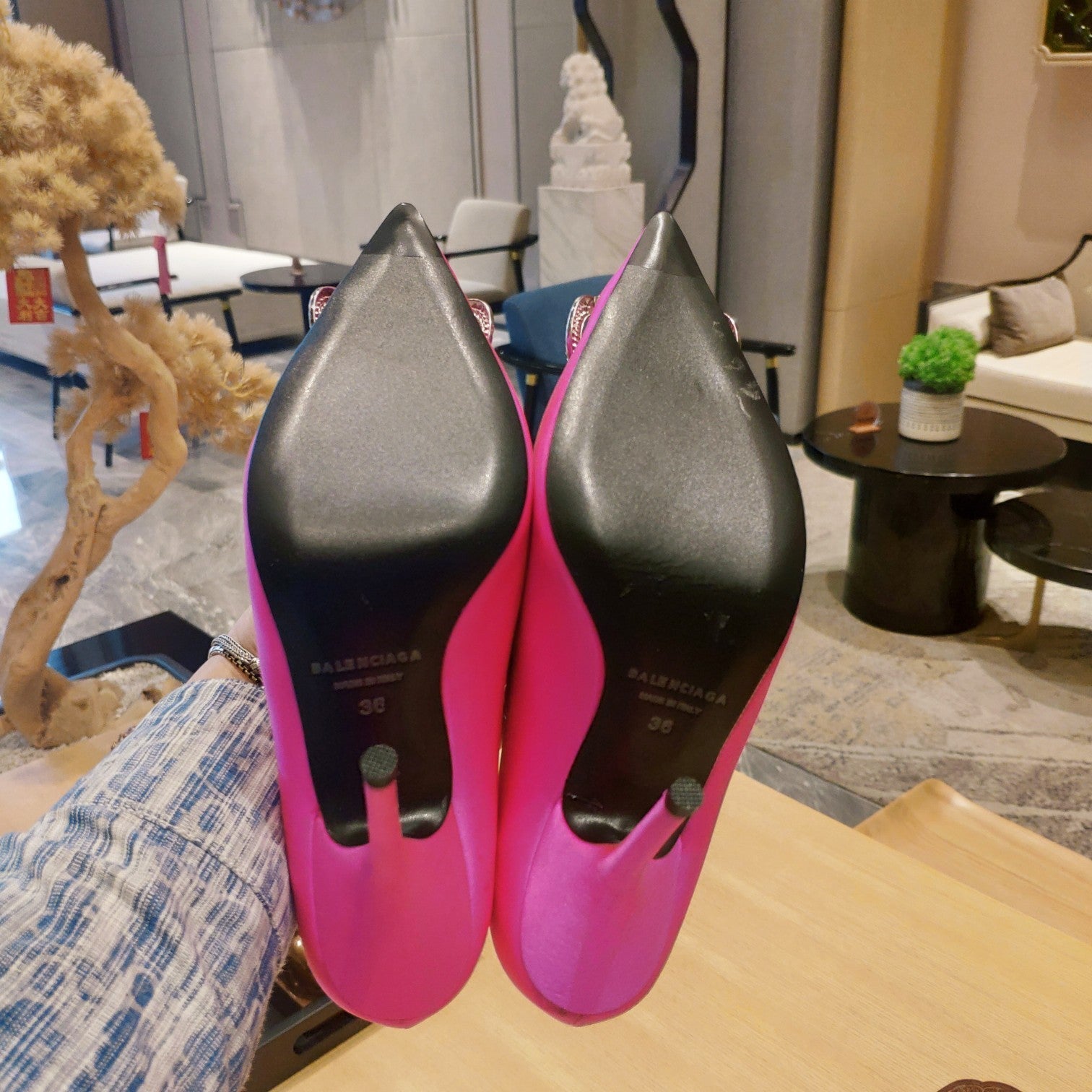 Balenciaga 26s High Heel Pump 105 Pink Silk Satin 681175