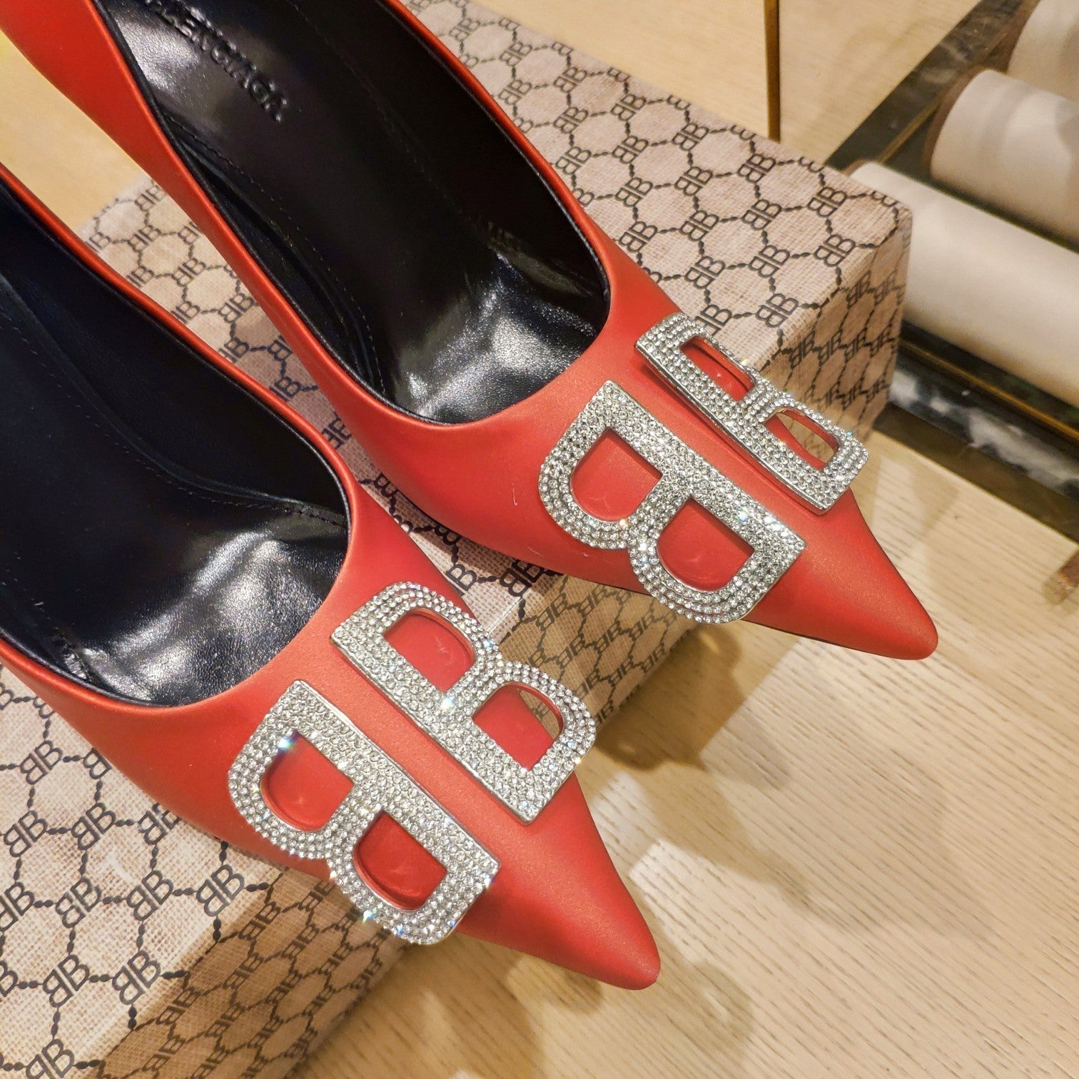 Balenciaga 26s High Heel Pump 105 Orange Red Silk Satin 681176