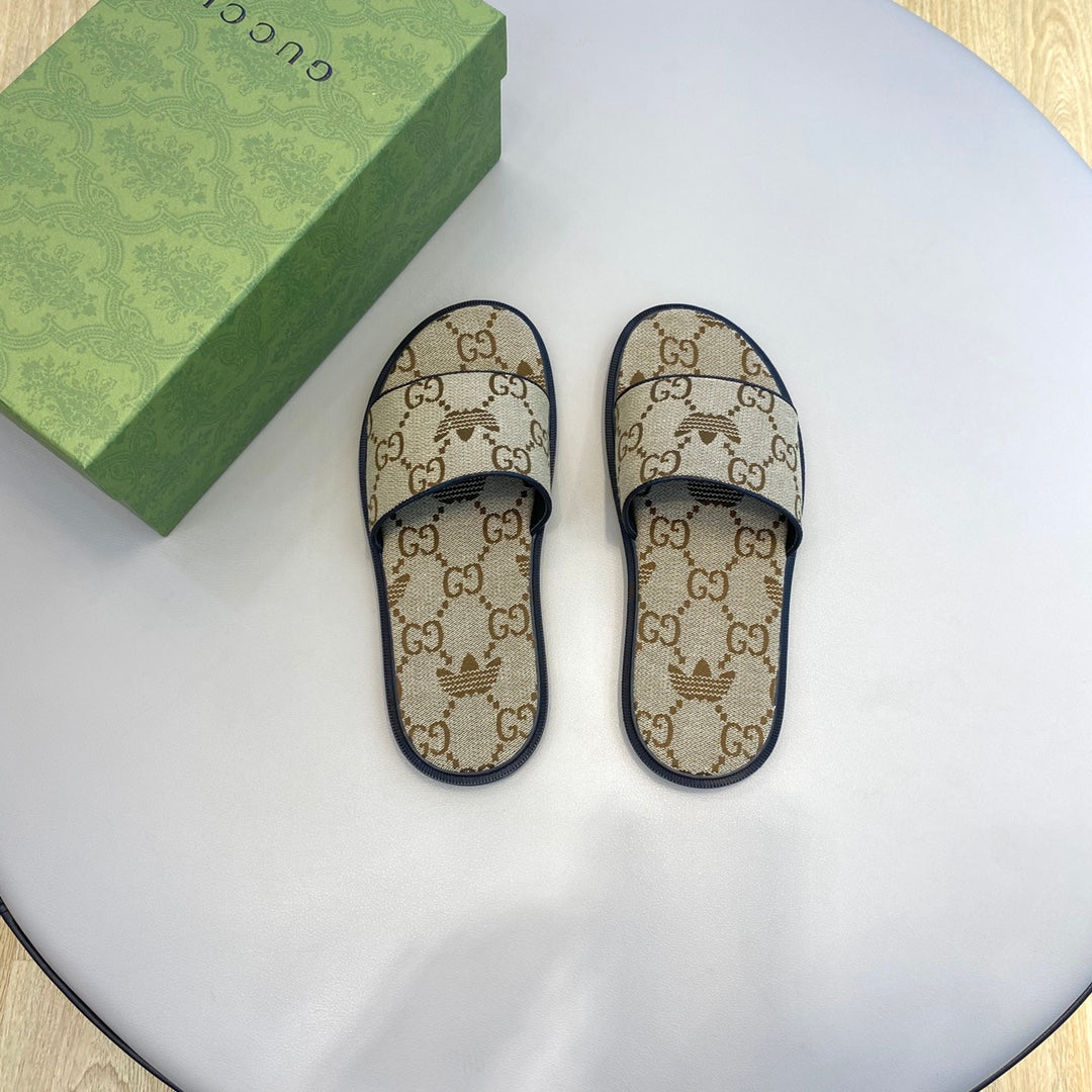 GG x Adidas Men's Sandals Slide Brown Canvas 558907