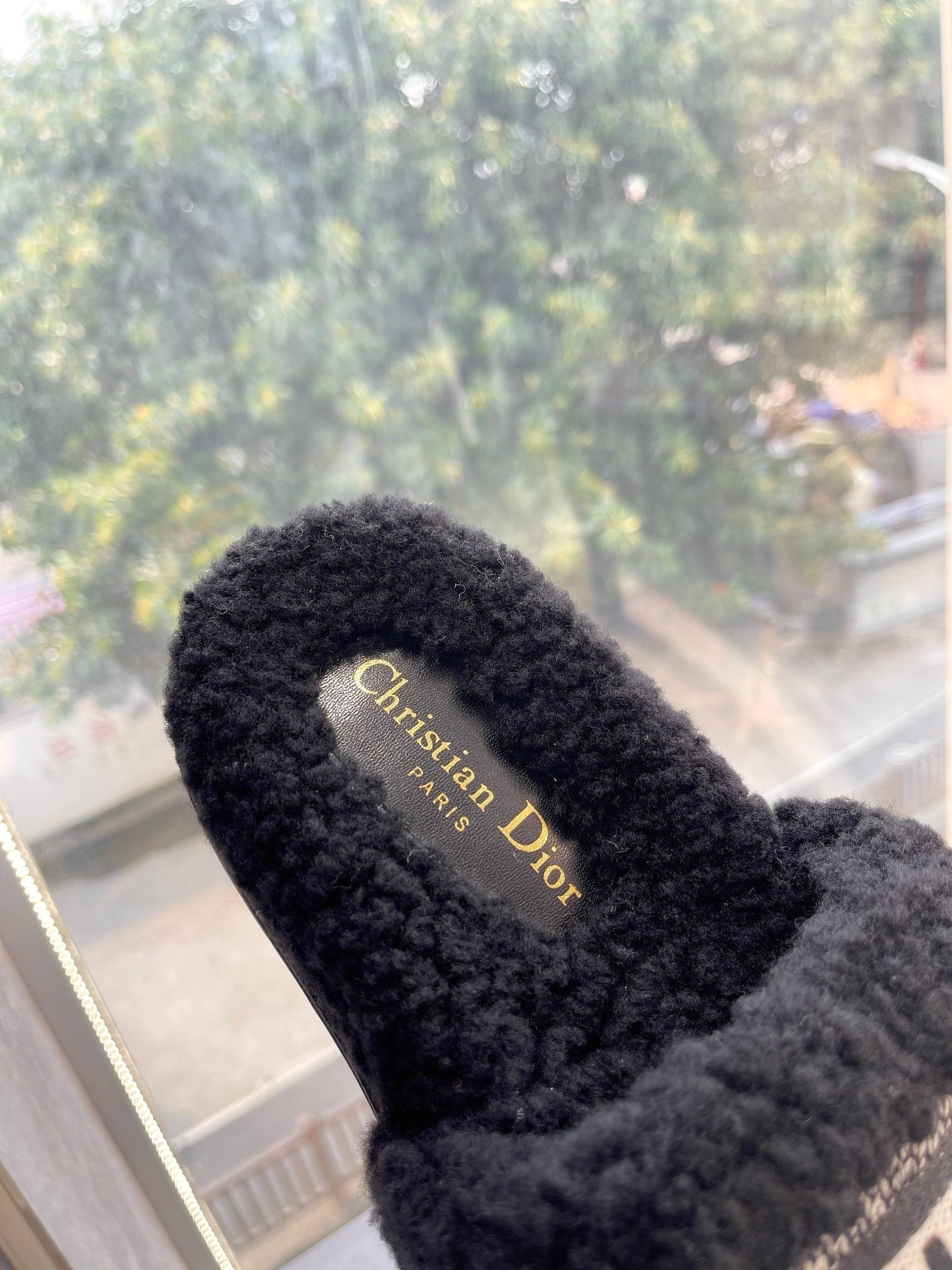 CD 25  Flat Slippers Black Wool 395566