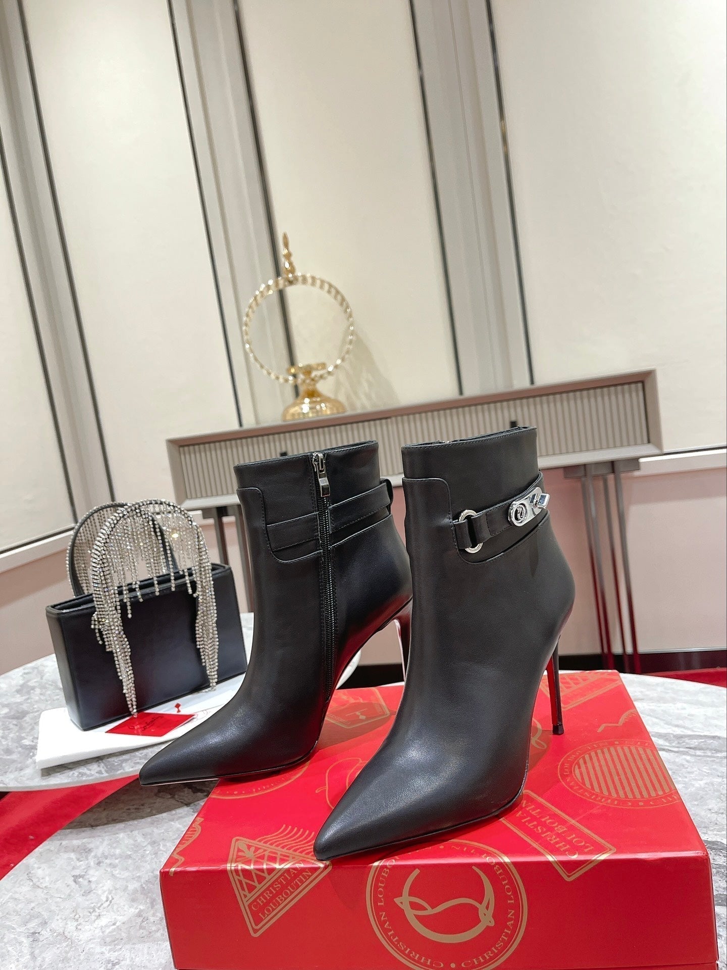 CL Lock So Kate Ankle Boots 100mm Calf Leather Black