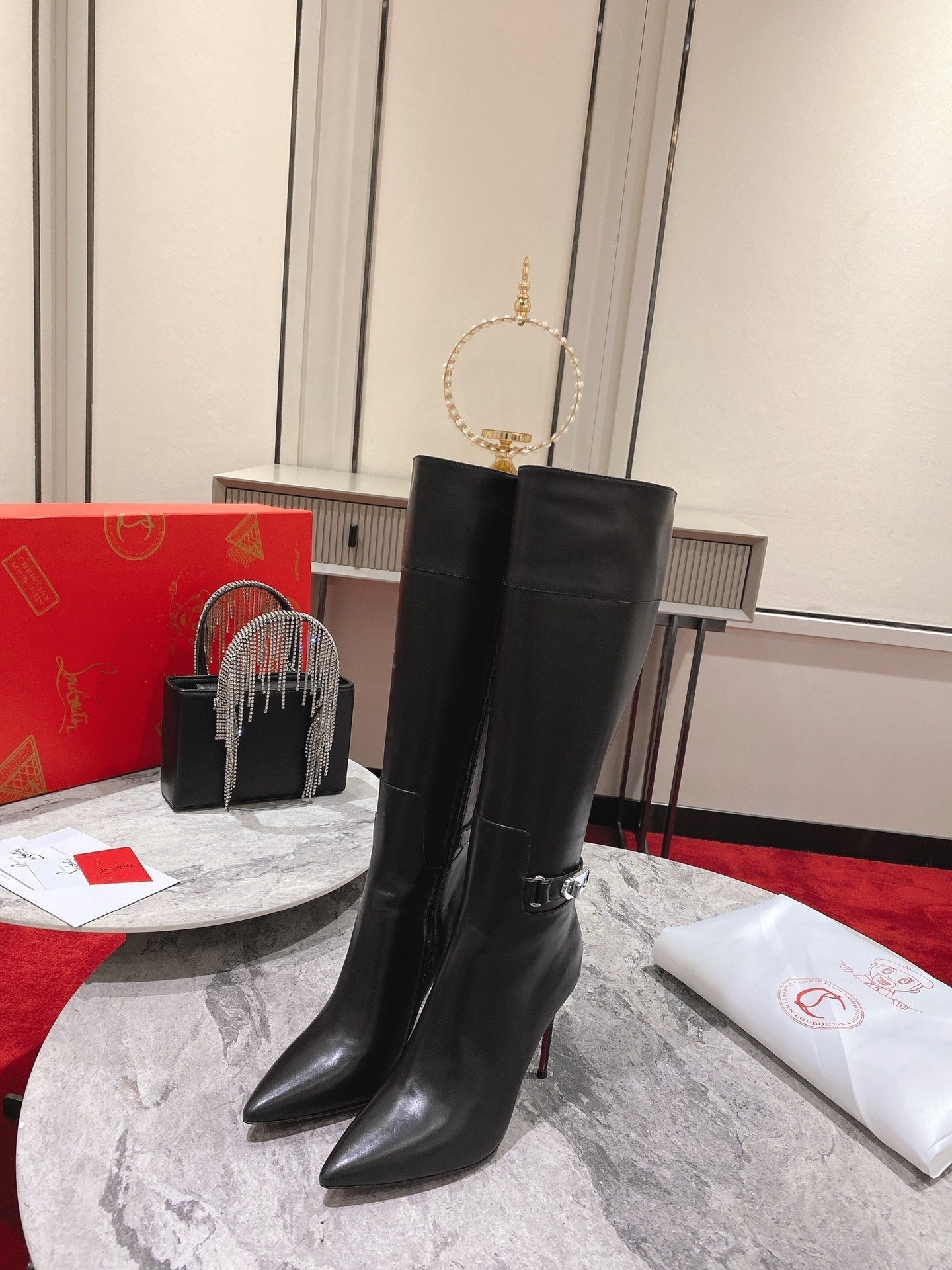 CL Lock Kate High Boots 100mm Calfskin Black