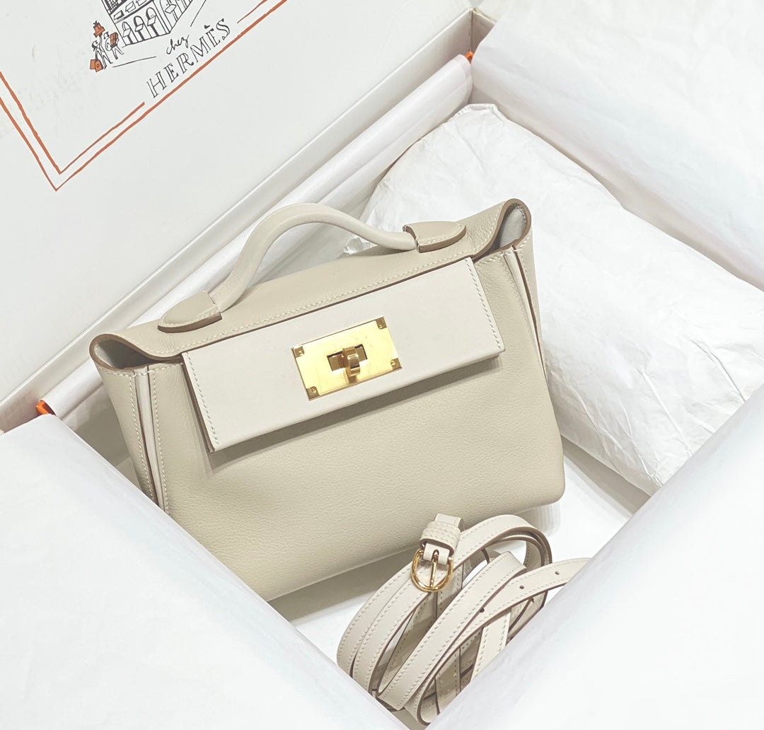 HM 24/24 Mini Bag 21cm Cream Evercolor Gold Hardware