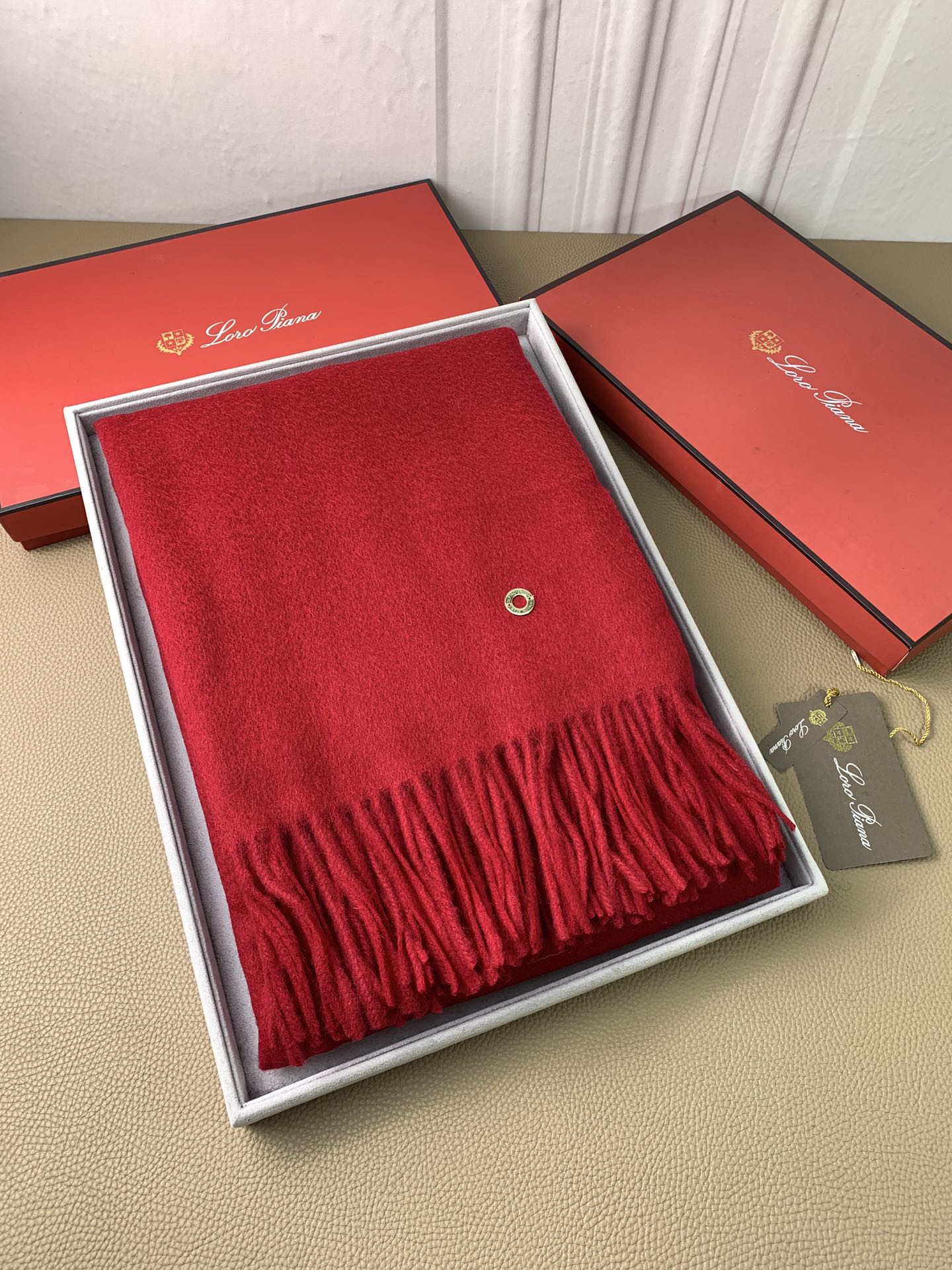LP Grande Unita Scarf 200 CM In Dark Red Cashmere 378392