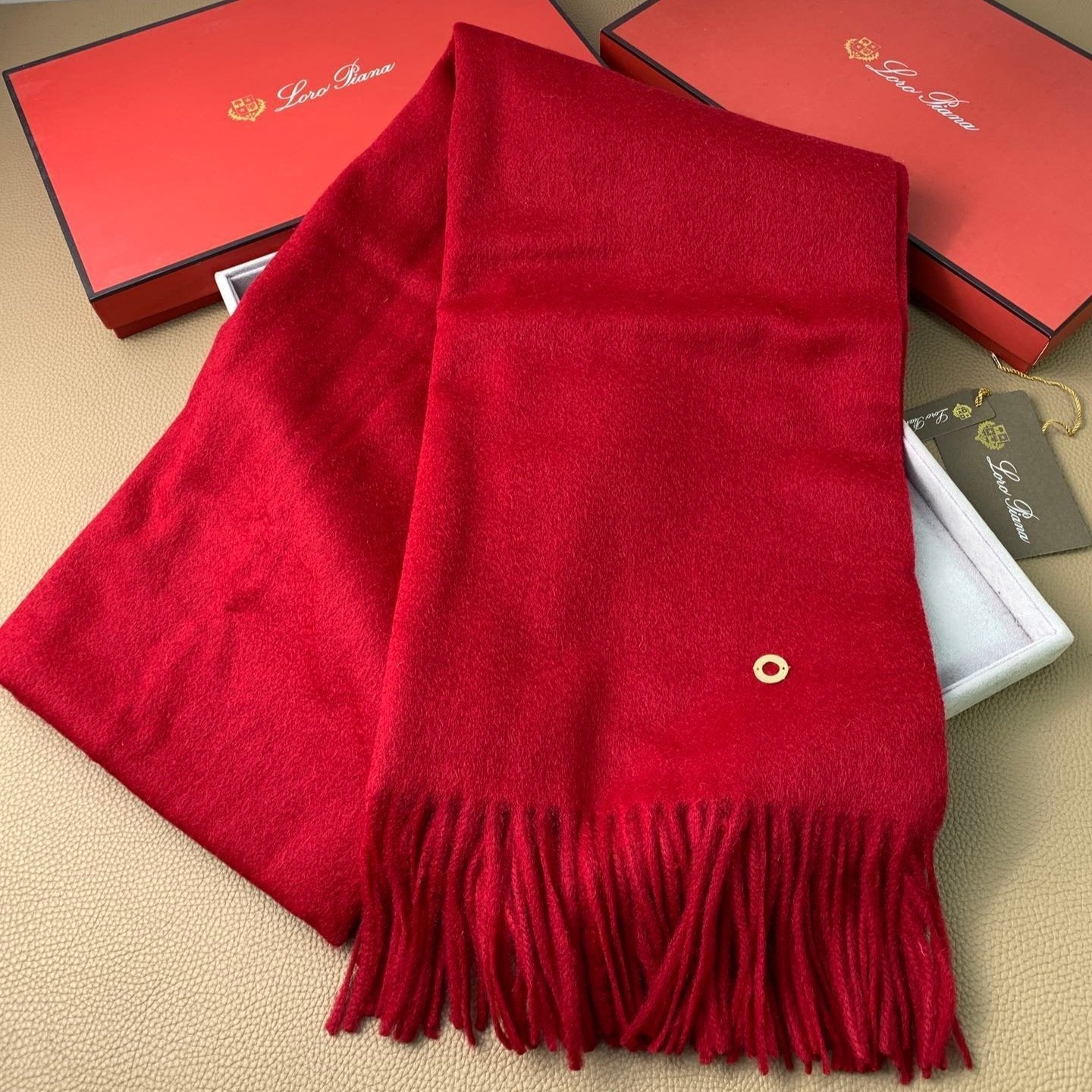 LP Grande Unita Scarf 200 CM In Dark Red Cashmere 378392