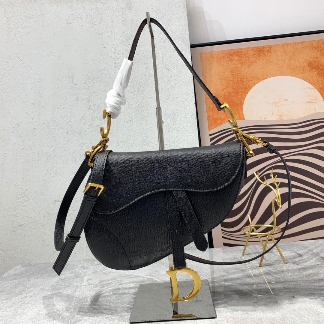 CD Saddle Bag Strap Warm Taupe Grained Calfskin