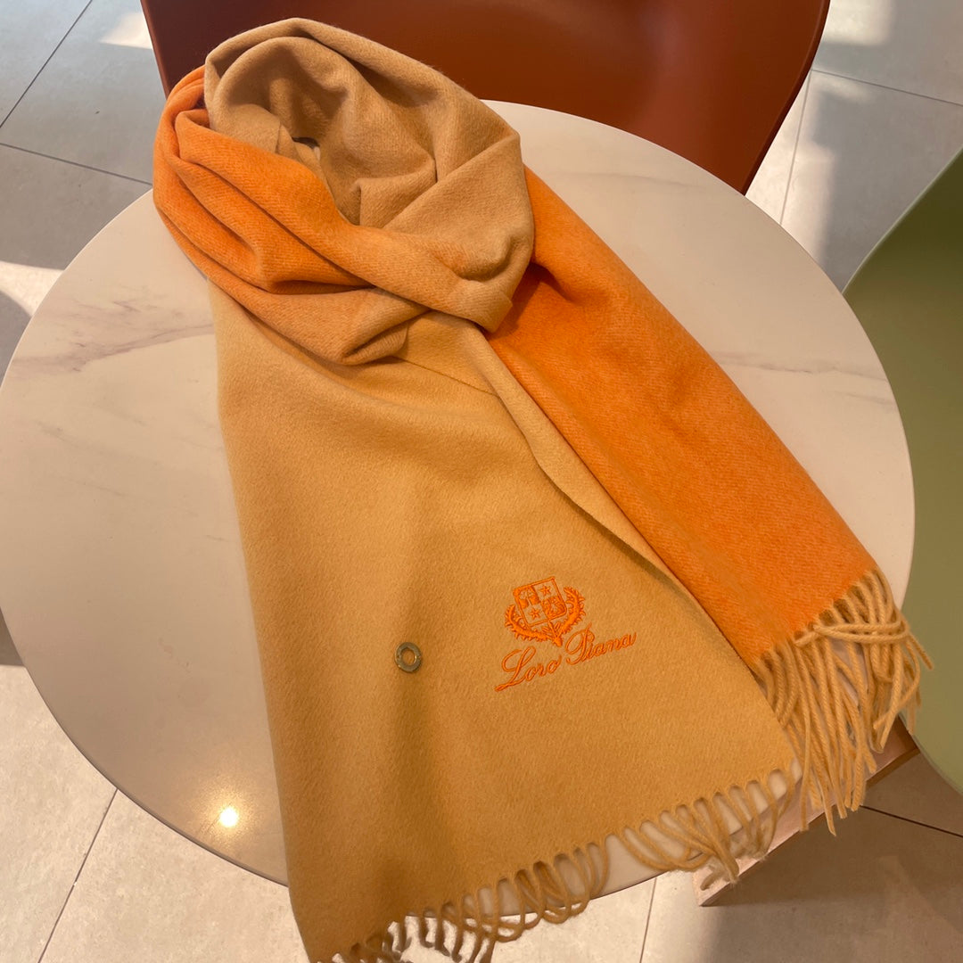 LP Grande Unita Scarf 190 CM In Beige Gradient Orange Cashmere 687750