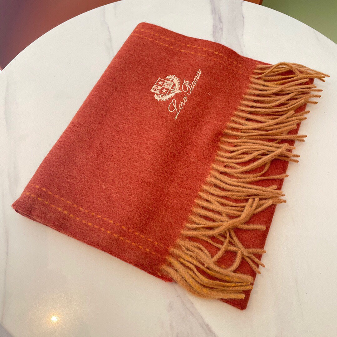 LP Grande Unita Scarf 200 CM In Red Orange Cashmere 705047