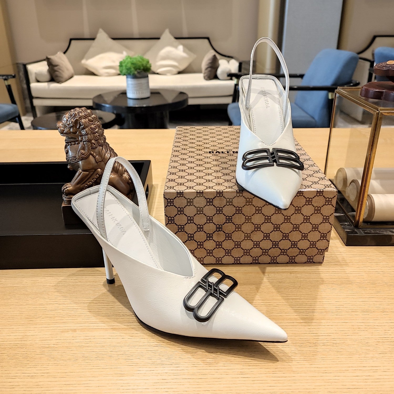 Balenciaga 26s High Heel 100 White Cowhide 681200