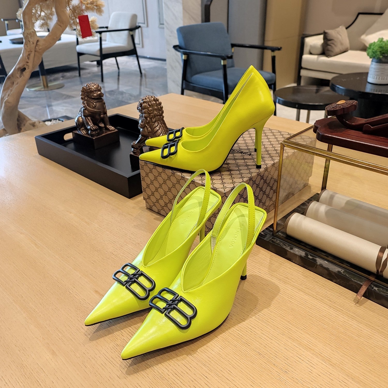 Balenciaga 26s High Heel 100 Neon Green Cowhide 681202