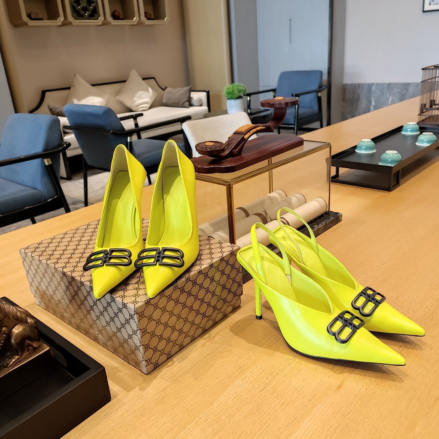 Balenciaga 26s High Heel 100 Neon Green Cowhide 681202
