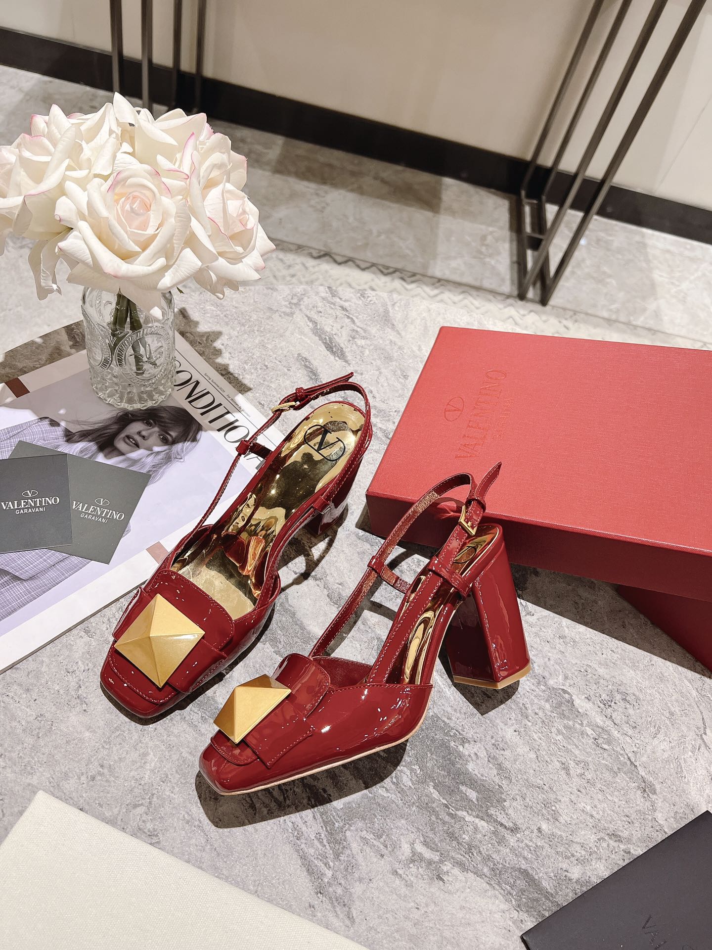 Valentino 25 Slingback High Heels 85mm Patent Leather
