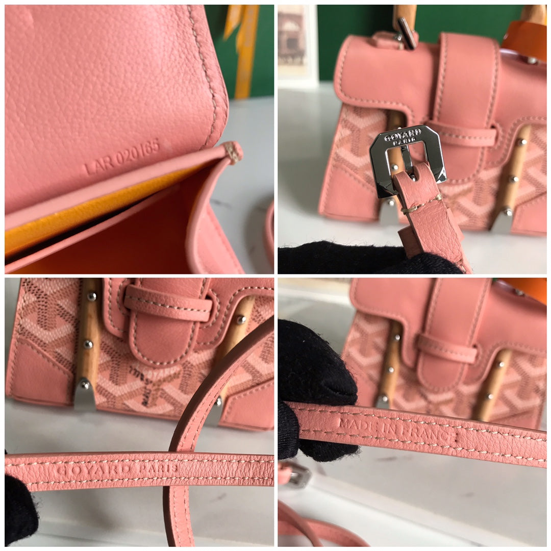 Goyard 2026 Saigon Nano Bag 14.5cm Powder Pink Cowhide Canvas 351685