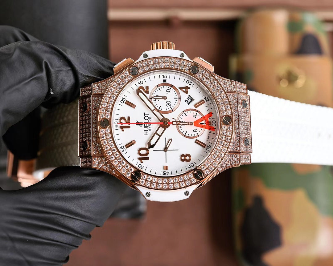 Hublot Big Bang 44 mm Rose Gold Case White Rubber Strap