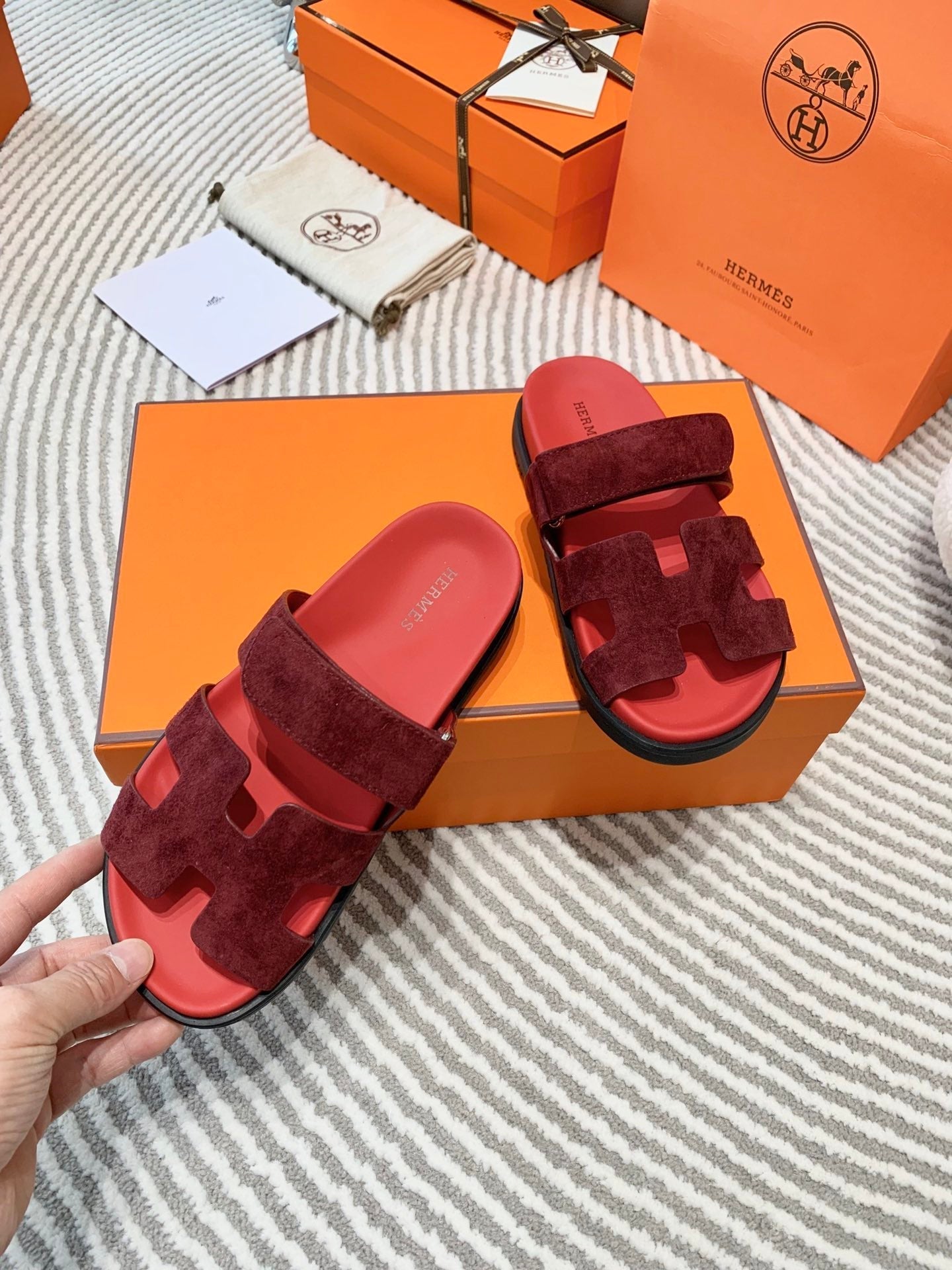 HM Chypre Sandal Burgundy Mix Red Rose Suede 963238