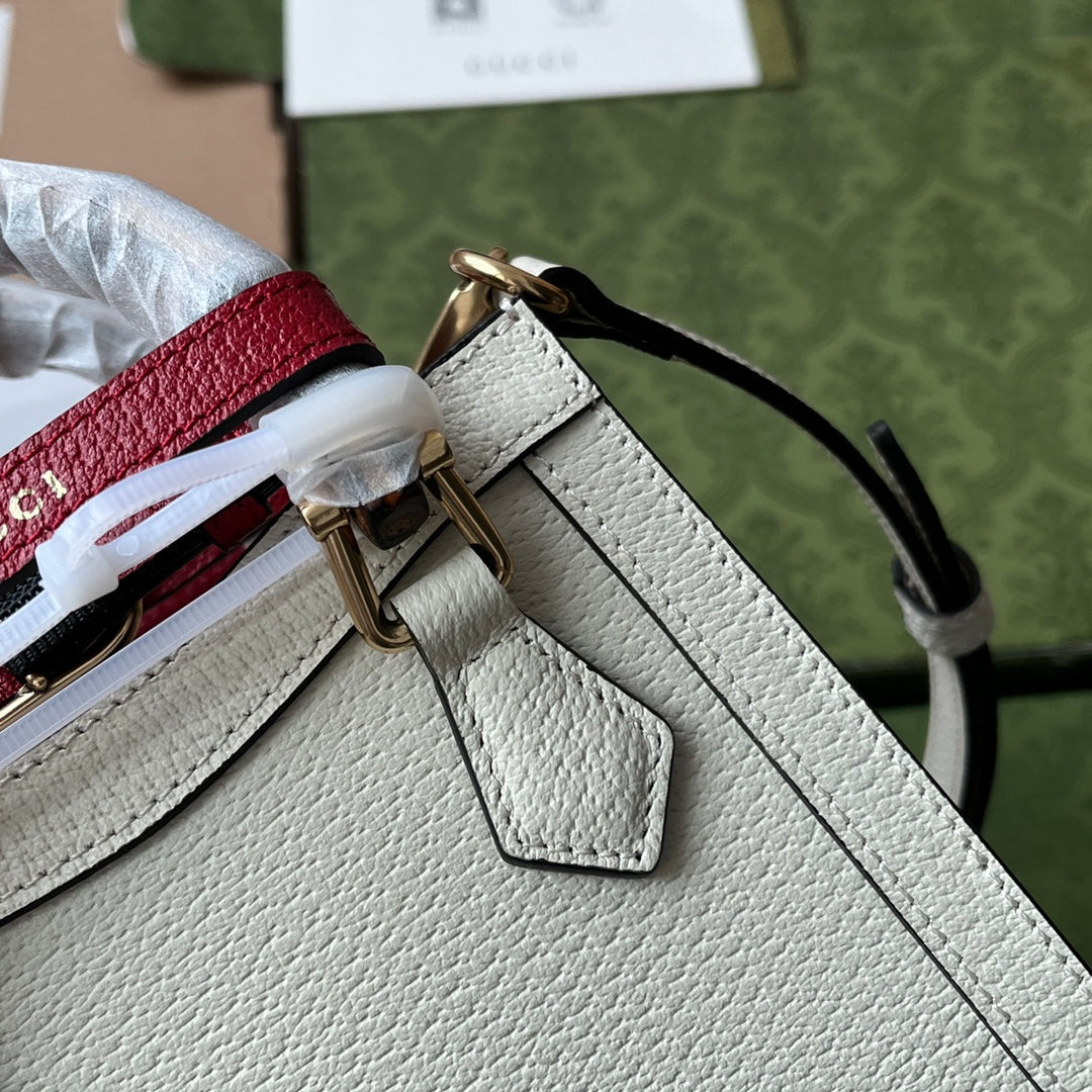 Gucci Diana Bamboo Mini Tote Bag Off-white Lambskin 240106