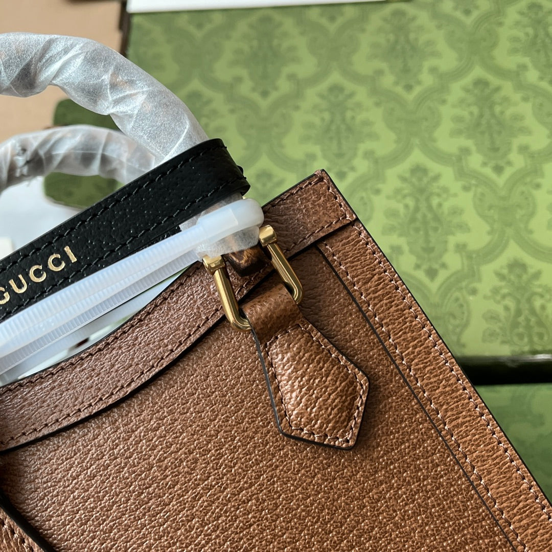 Gucci Diana Bamboo Mini Tote Bag Brown Lambskin 240107