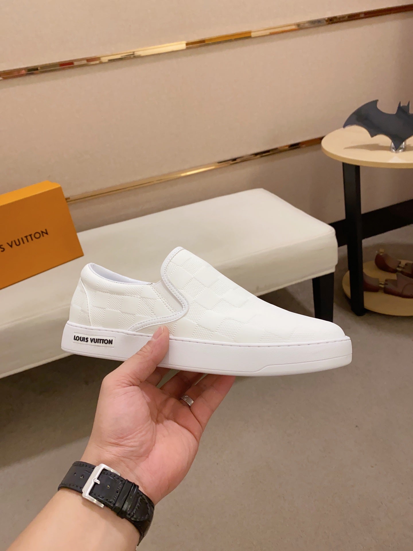 LV LOAFER IN WHIITE DAMIER SHEEPSKIN