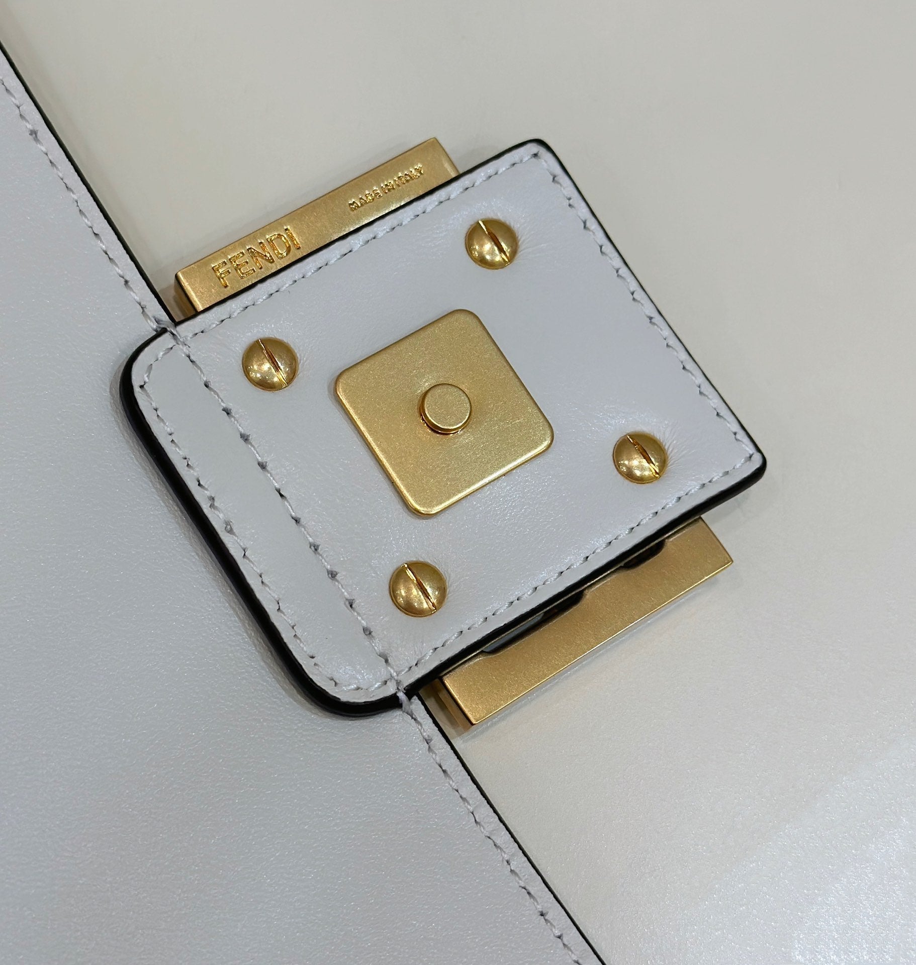 Baguette 27cm Grey Lambskin Gold Hardware