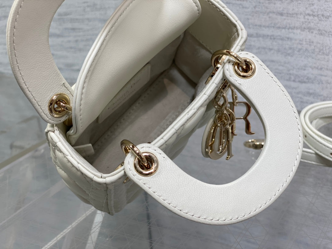 micro lady 12 white lambskin ghw