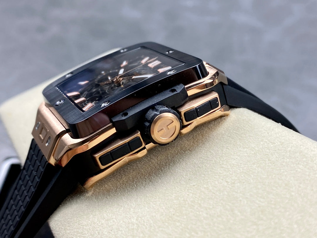 Hublot Square Bang Unico Rose Gold Ceramic 42mm Creamic Benzel Watch