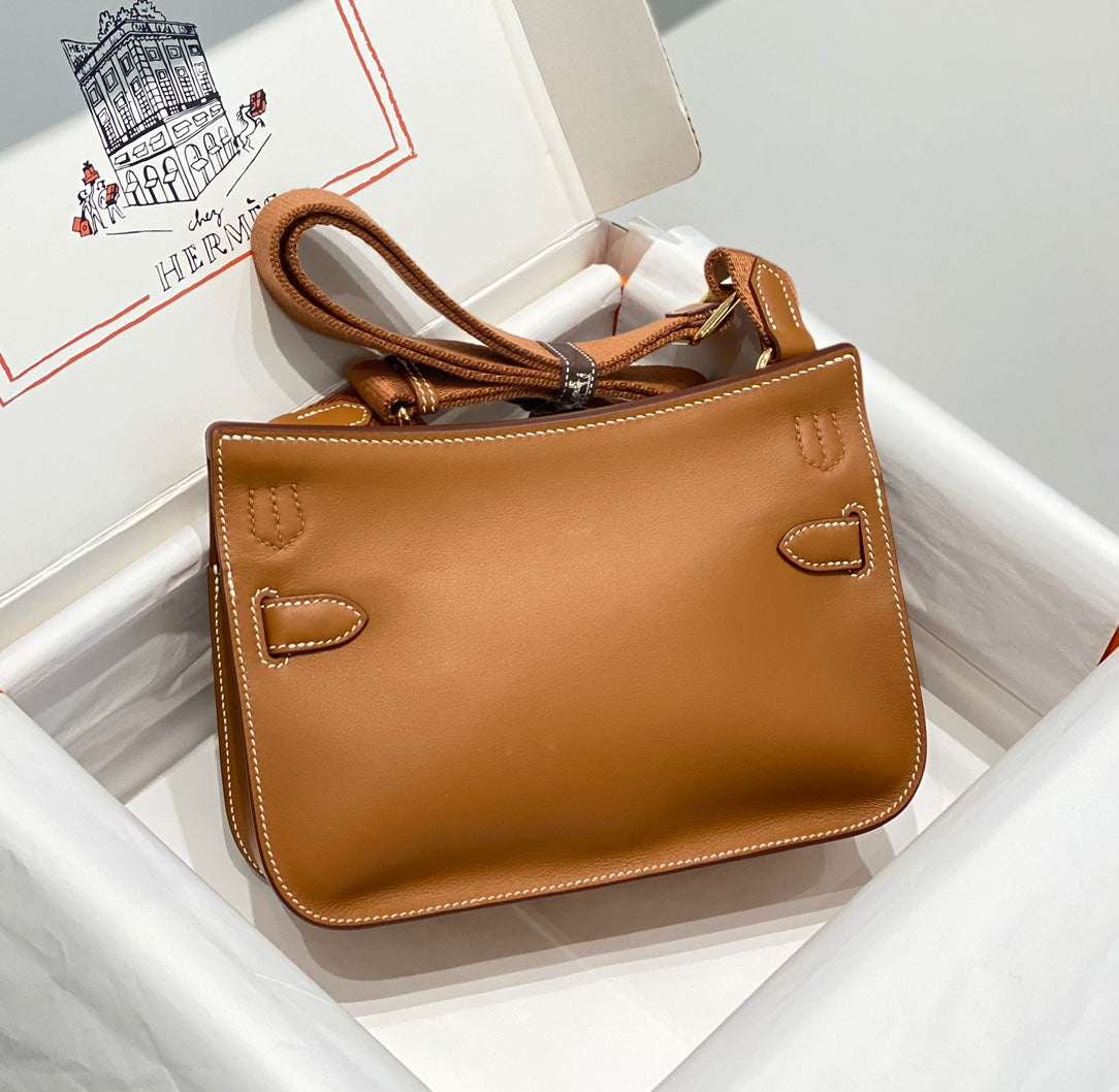 KELLY 23CM JYPSIERE TAN LEATHER CROSSBODY BAG GHW
