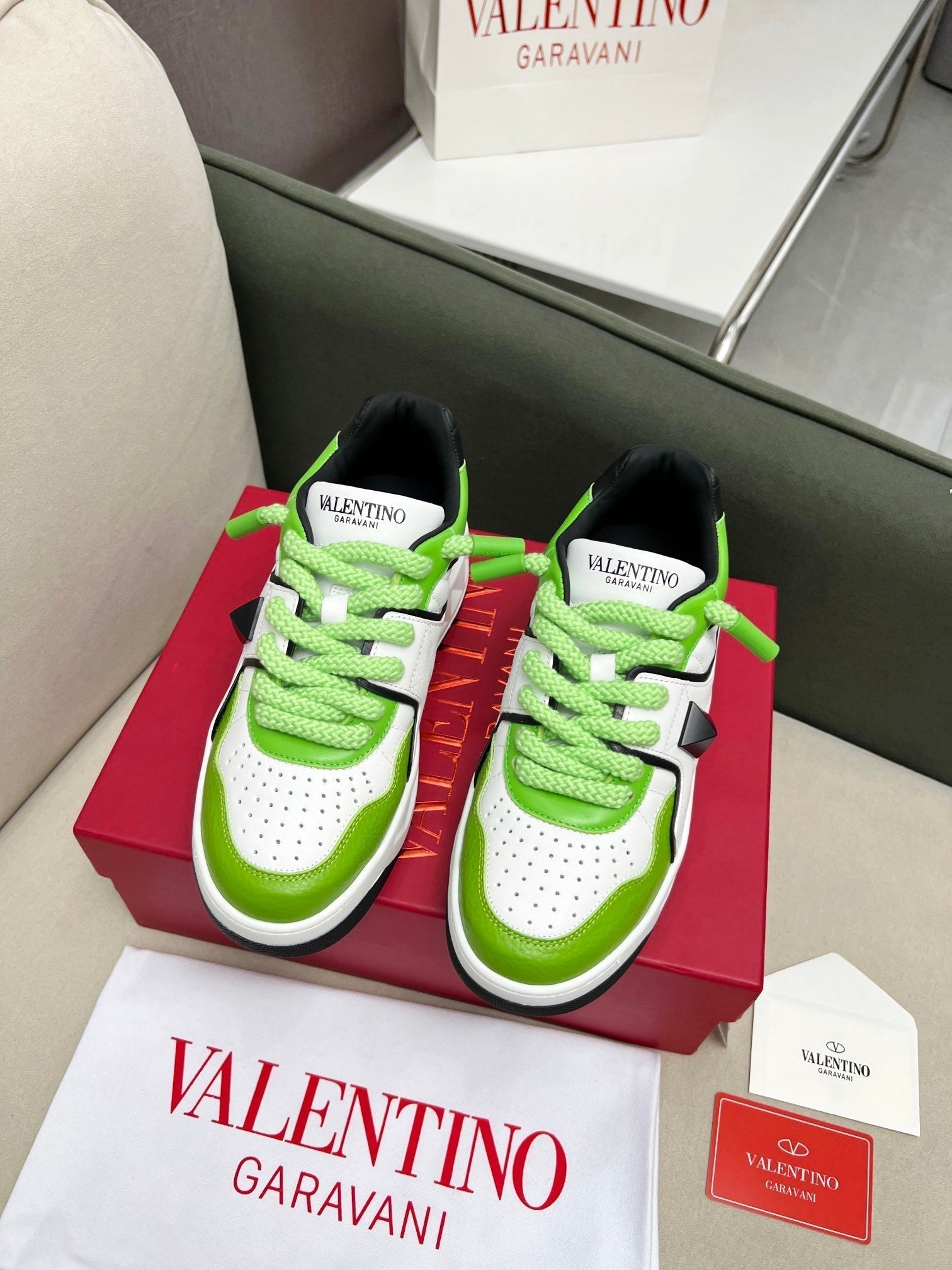 VT 25 One Stud Platform Sneaker White Green Cowhide 352076