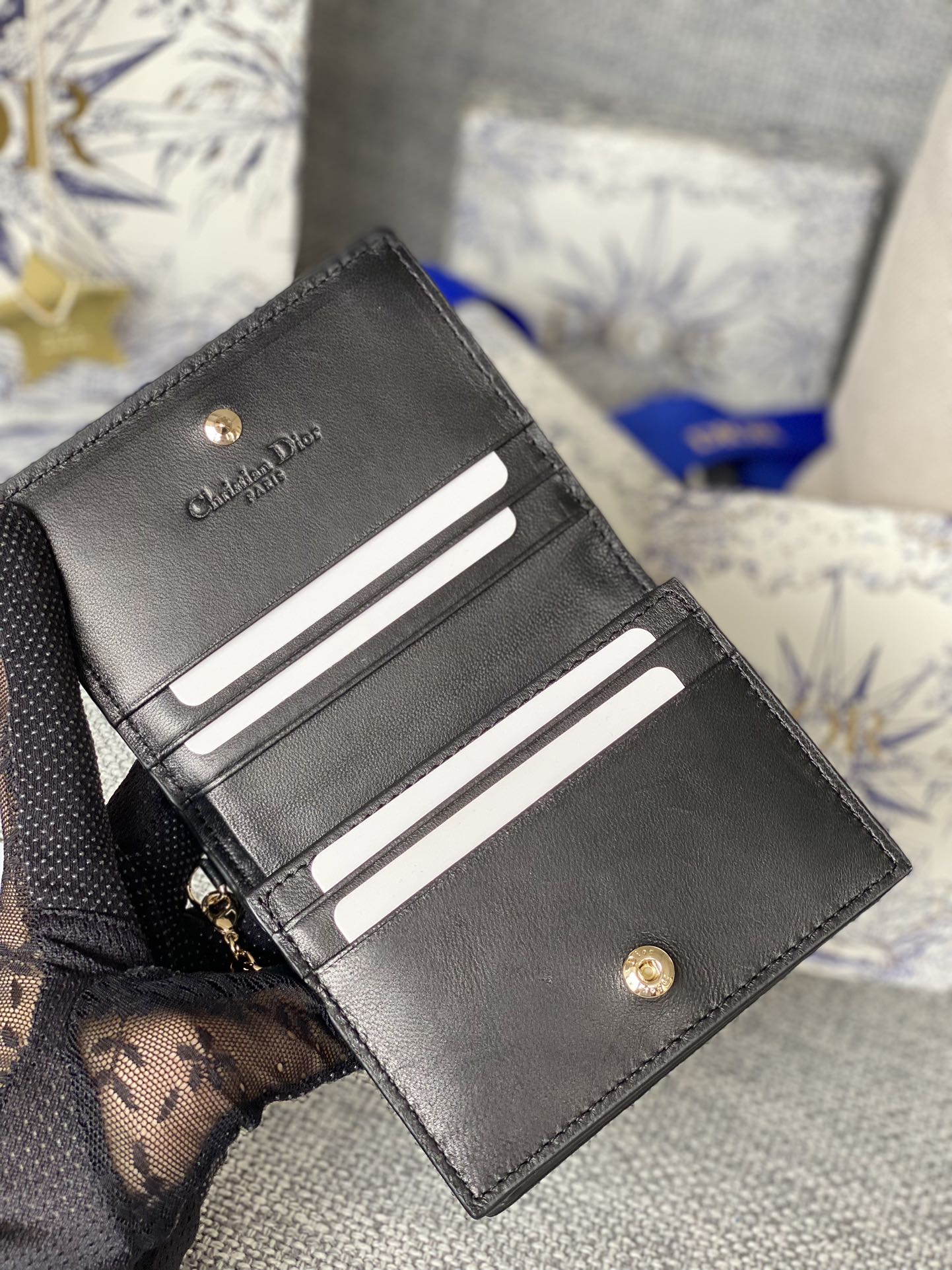 CD Caro 11cm Compact Wallet Calfskin