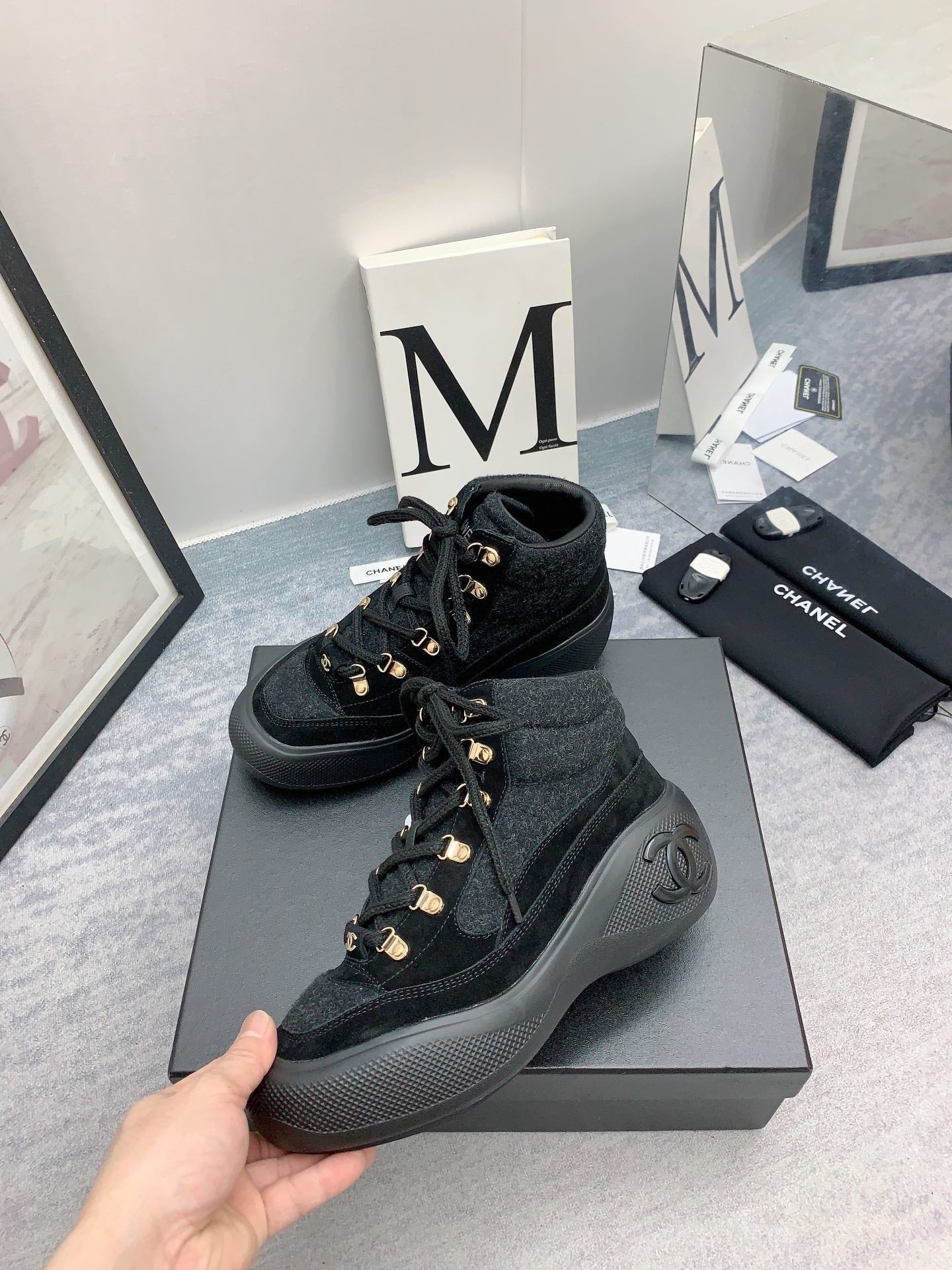 CC Sneaker Boots In Black Suede 148773