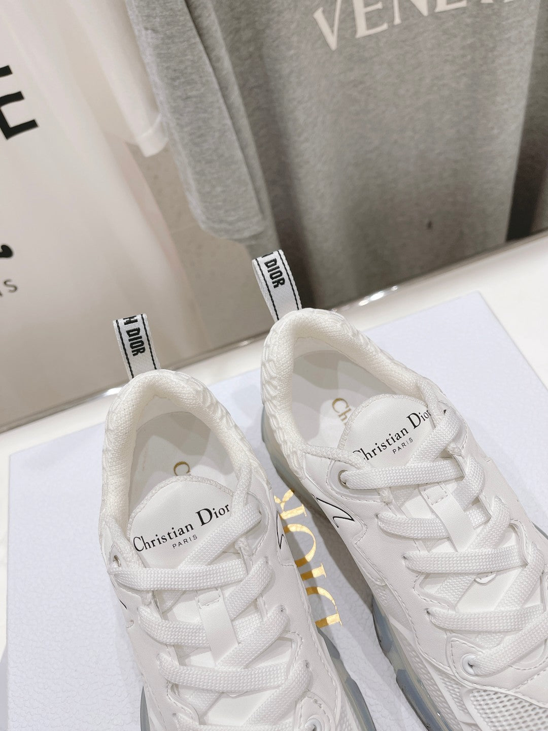 CD Vibe Sneaker White Polyester Mesh Fabric And Lambskin