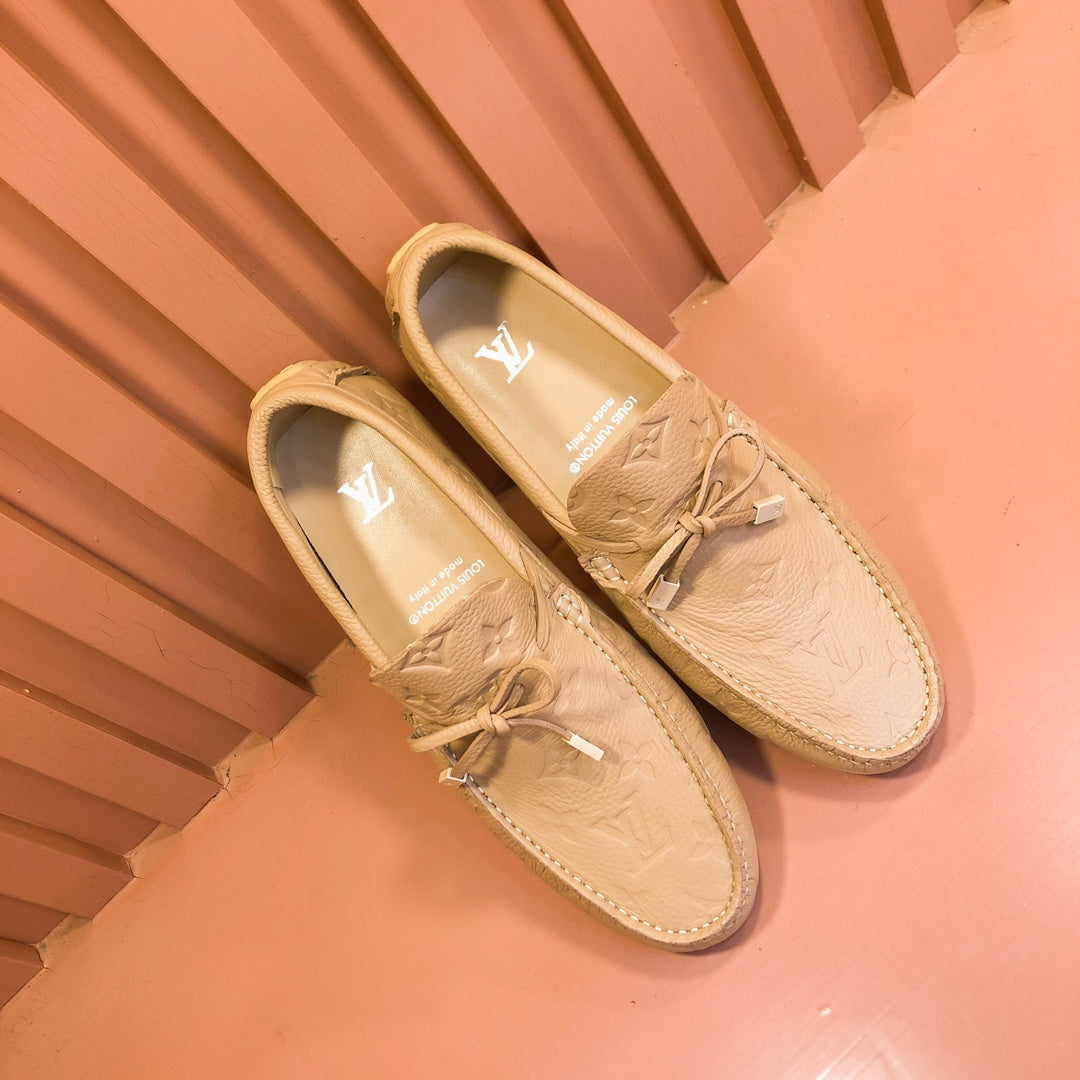 LV LOAFER IN CAMEL BROWN EMBOSSED CALFSKIN