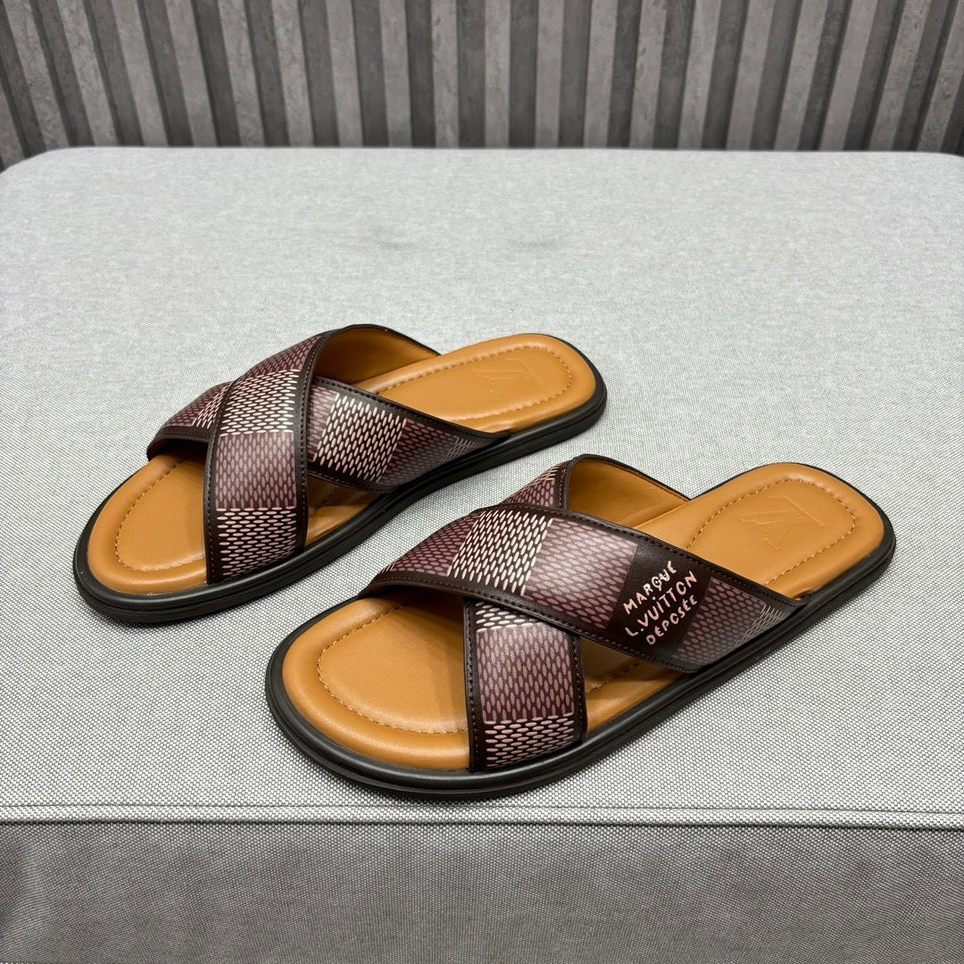 LV VENICE MULE SANDALS CARAMEL BROWN