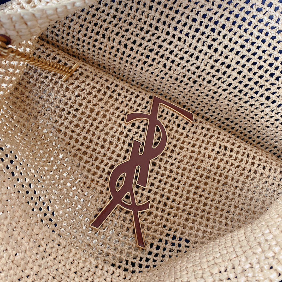icare 58cm woven raffia calfskin