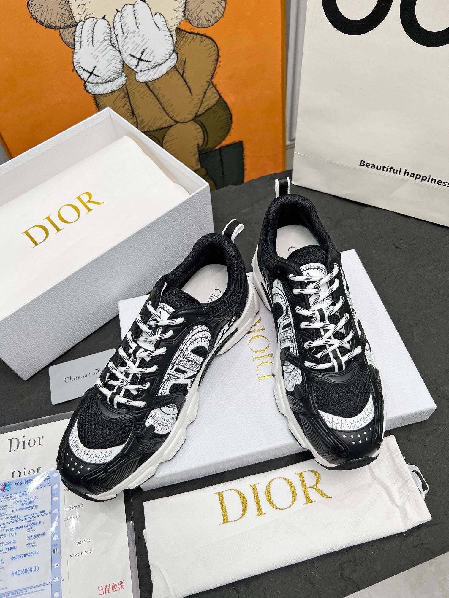 CD Chrono Sneaker Black Mesh Fabric And Calfskin