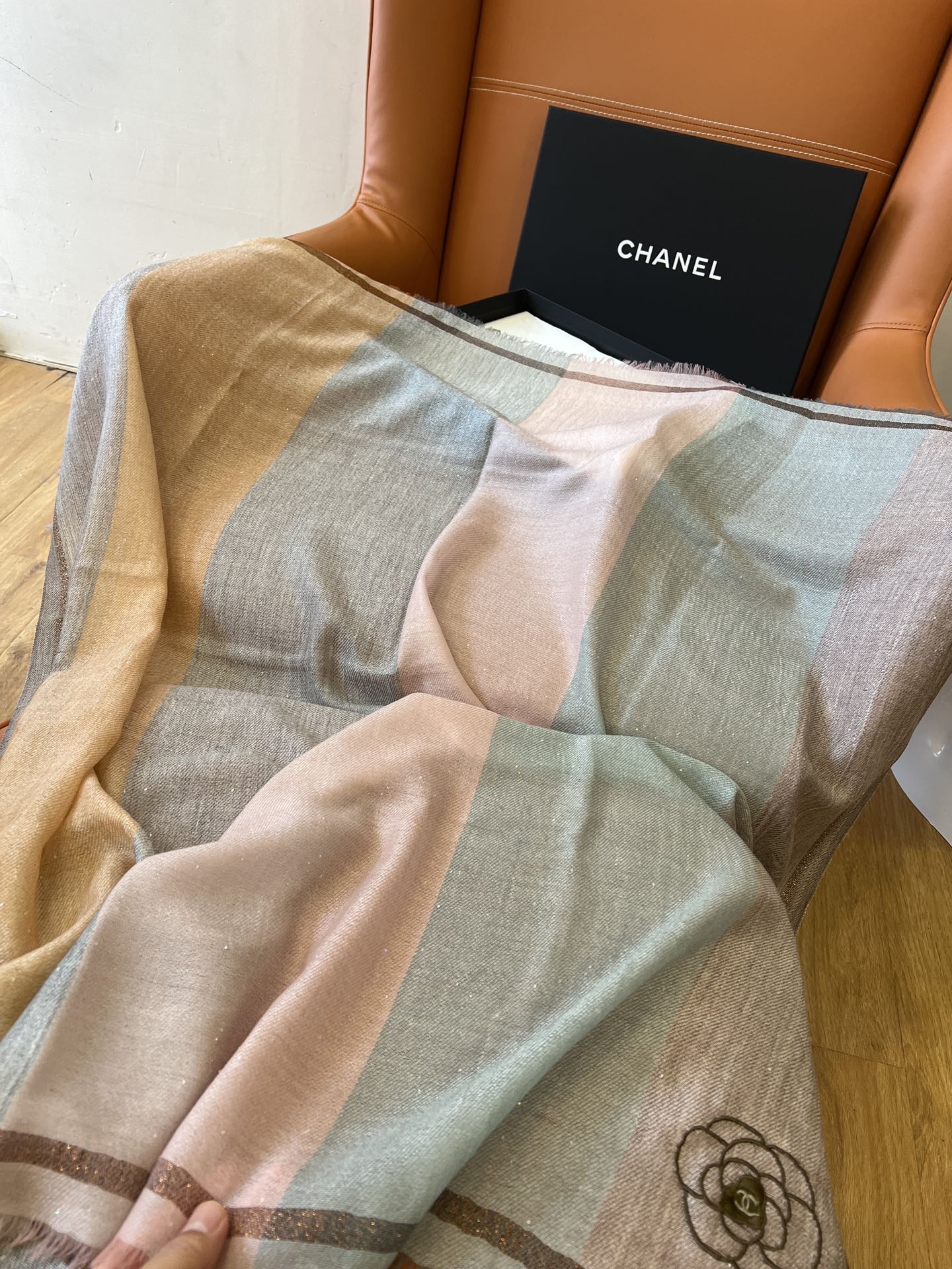 CC Square Scarf 100 CM In Colorful Cashmere And Wool Mix Sequin Fabric 345994