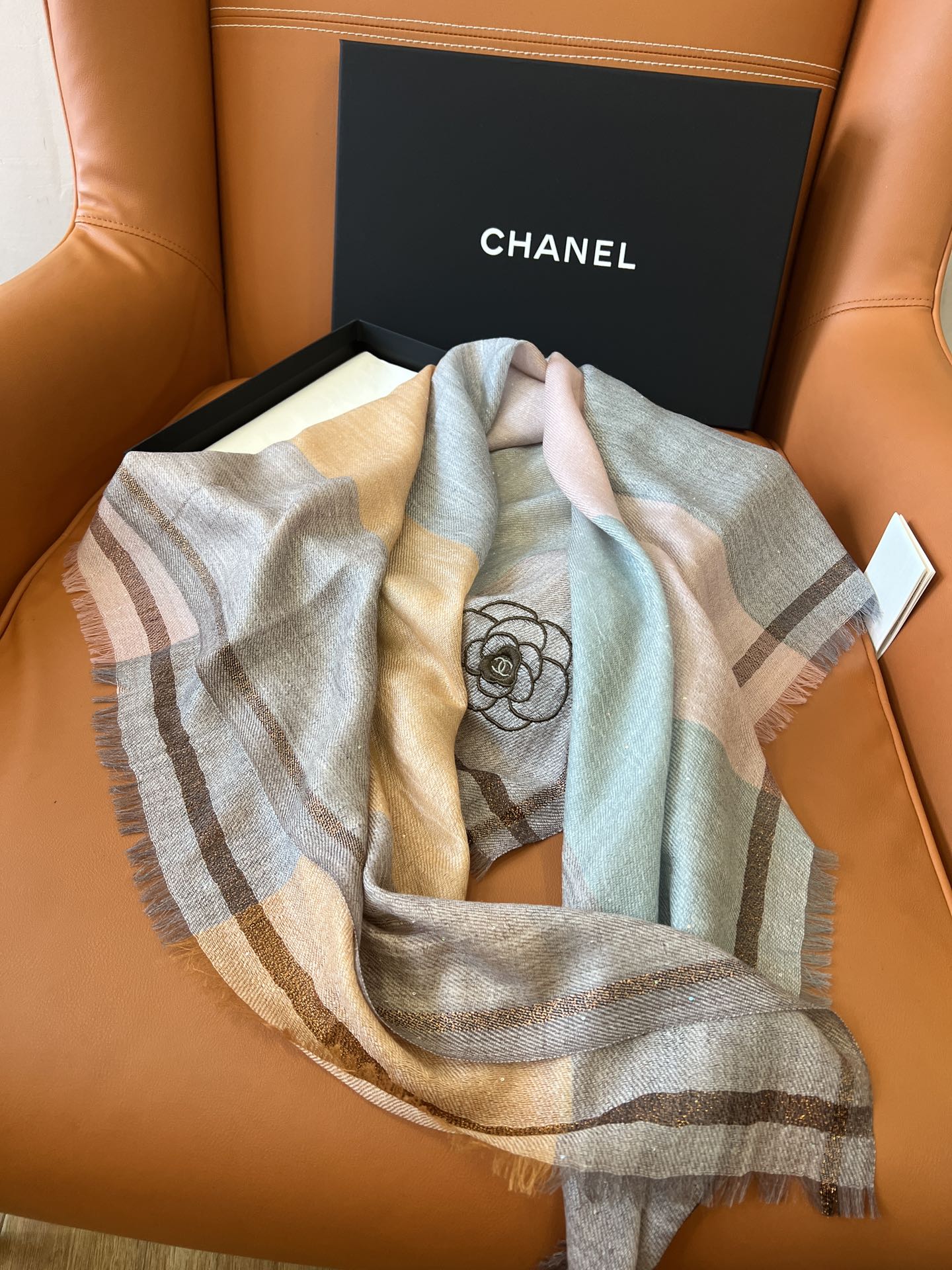 CC Square Scarf 100 CM In Colorful Cashmere And Wool Mix Sequin Fabric 345994