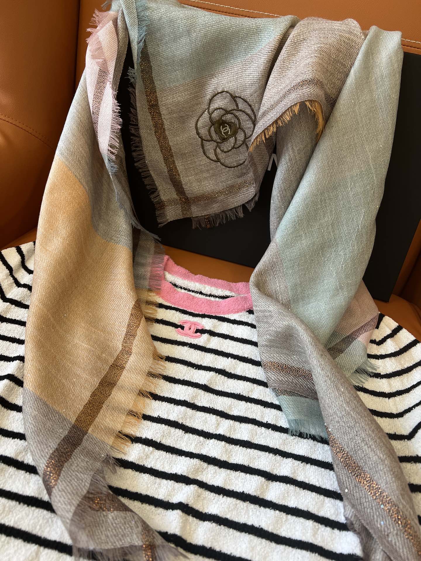 CC Square Scarf 100 CM In Colorful Cashmere And Wool Mix Sequin Fabric 345994