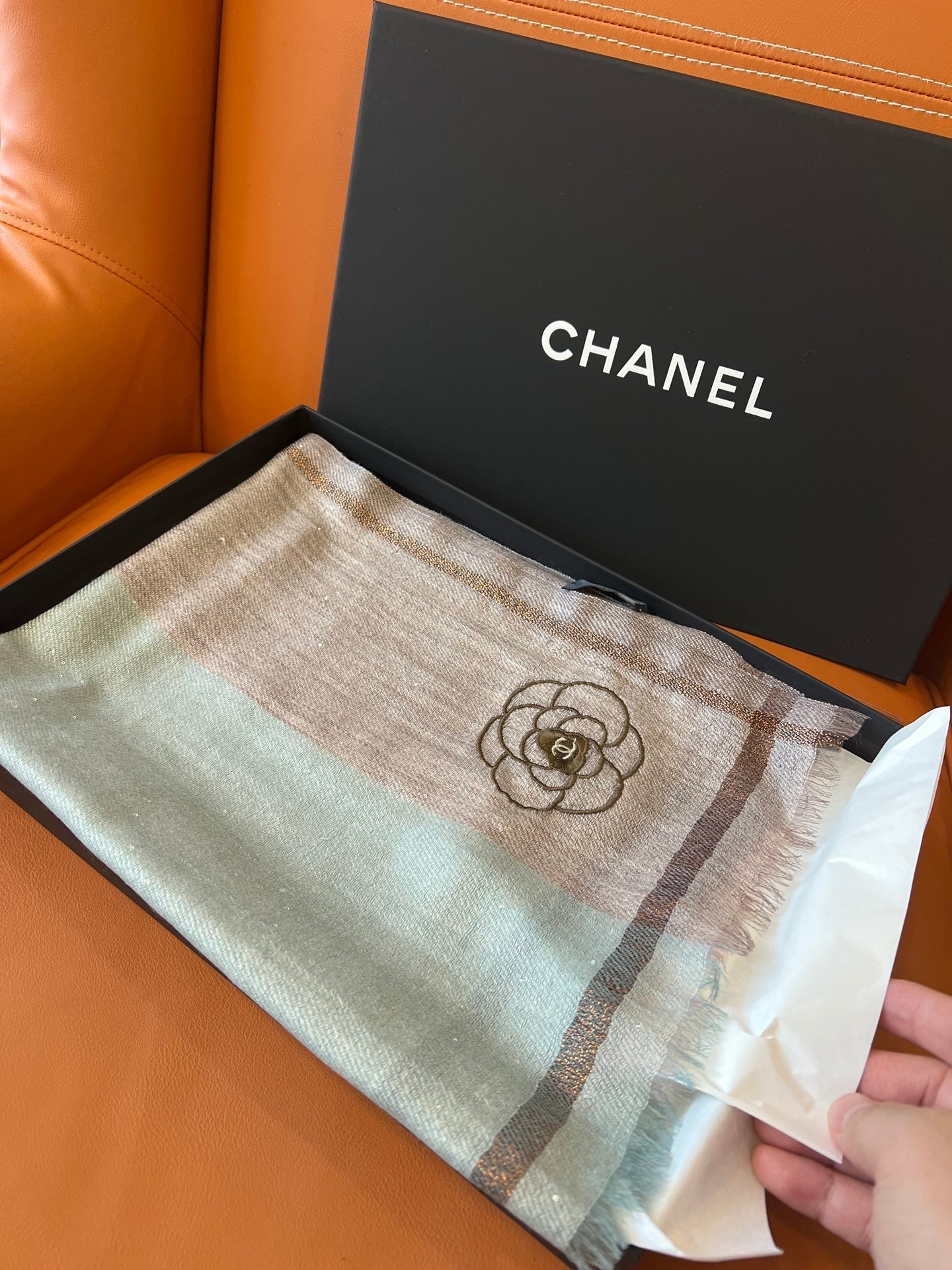 CC Square Scarf 100 CM In Colorful Cashmere And Wool Mix Sequin Fabric 345994