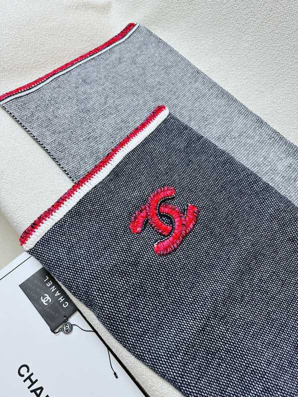 CC Scarf 220 CM In Black Grey Mix Red Cashmere 389885