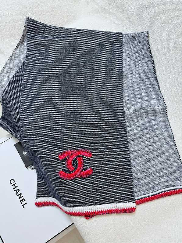CC Scarf 220 CM In Black Grey Mix Red Cashmere 389885