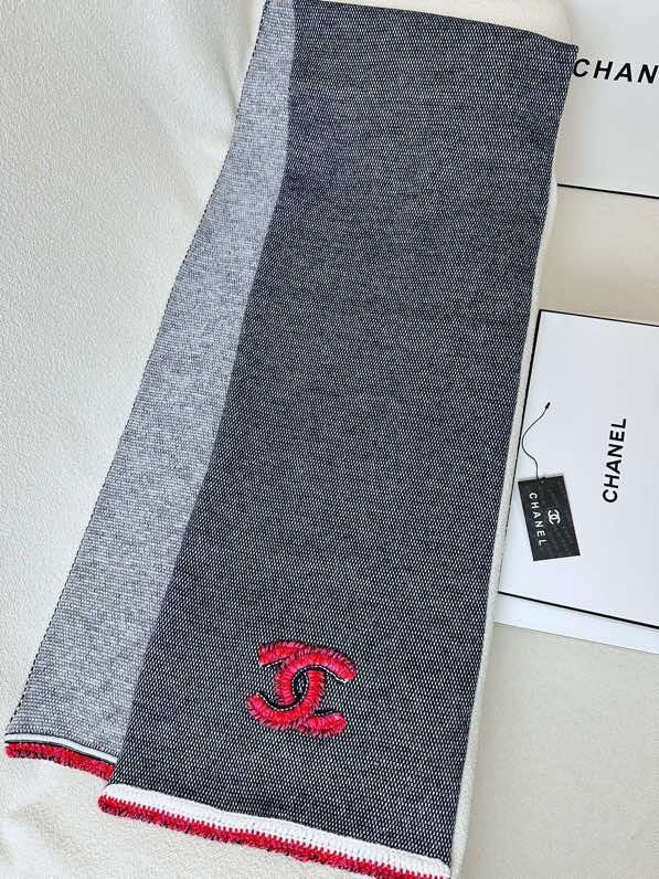 CC Scarf 220 CM In Black Grey Mix Red Cashmere 389885
