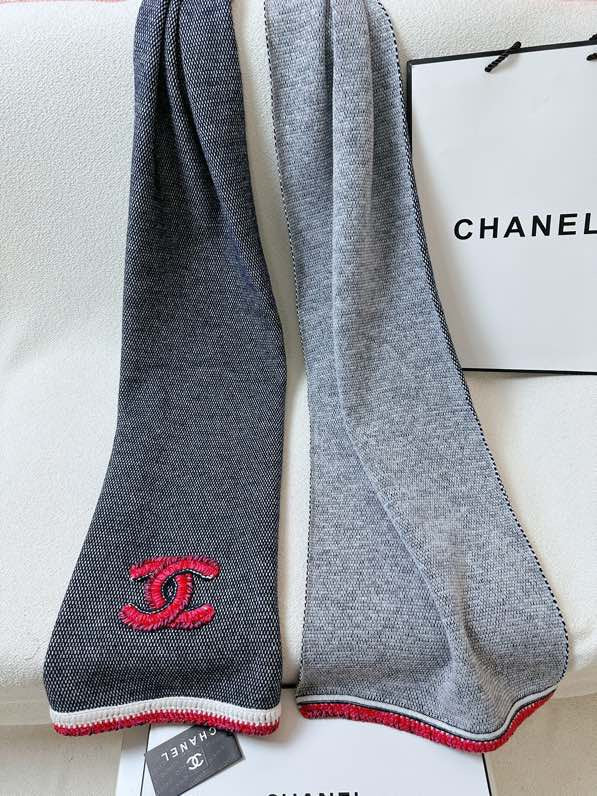 CC Scarf 220 CM In Black Grey Mix Red Cashmere 389885