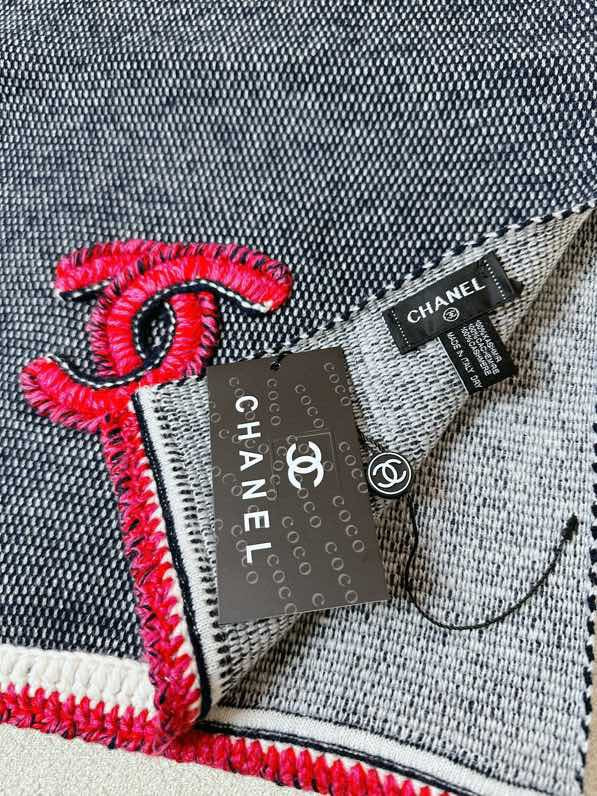CC Scarf 220 CM In Black Grey Mix Red Cashmere 389885