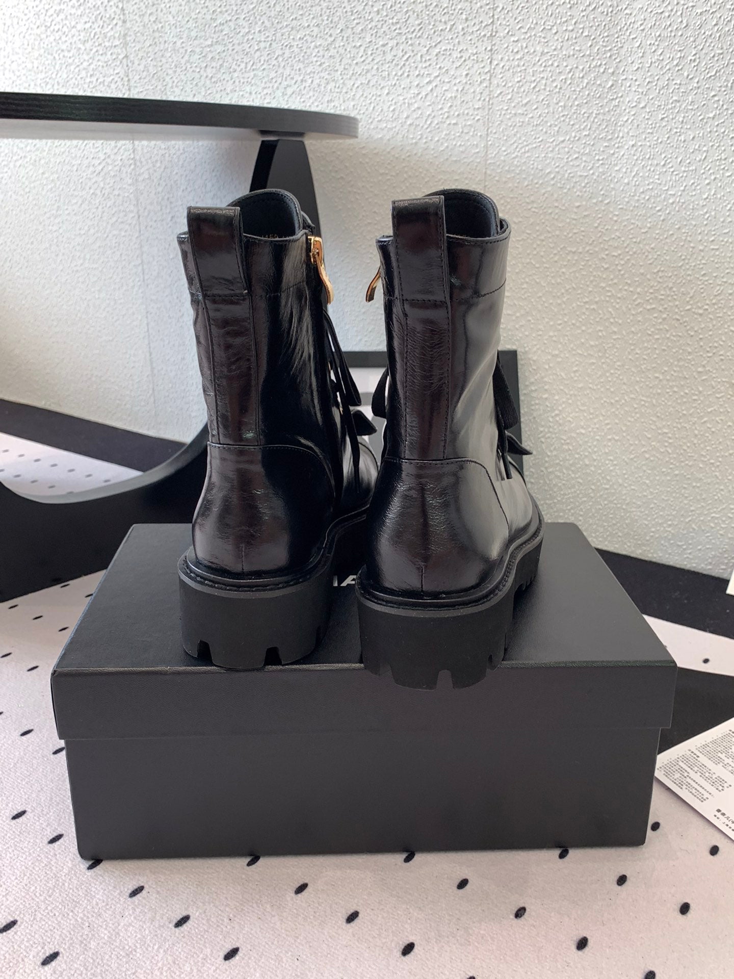 CC Short Boots In Black Logo Print Lambskin  938057