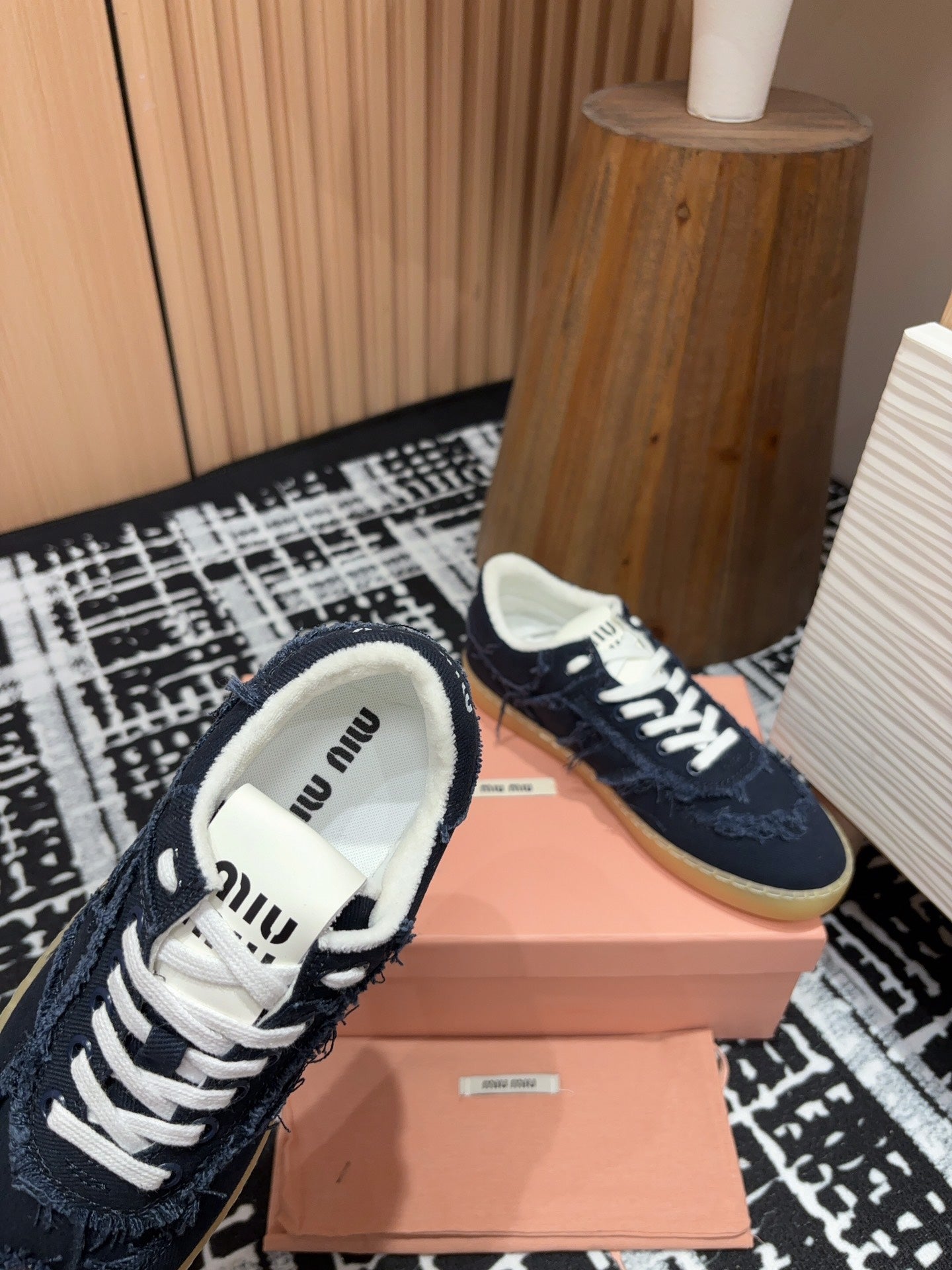 Denim Miu Sneakers In Black Fabric