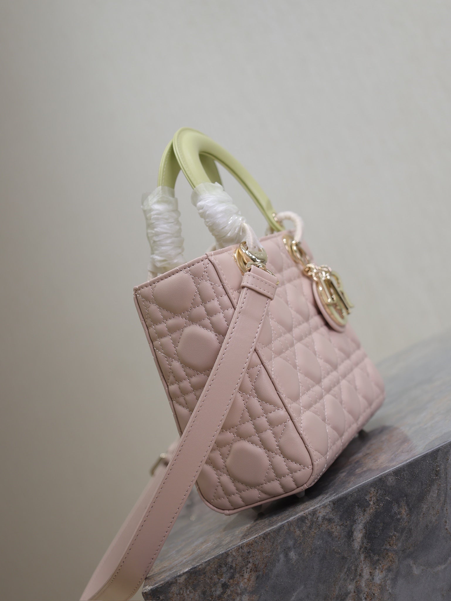 Lady Bag 17cm Pink Pale Green Lambksin