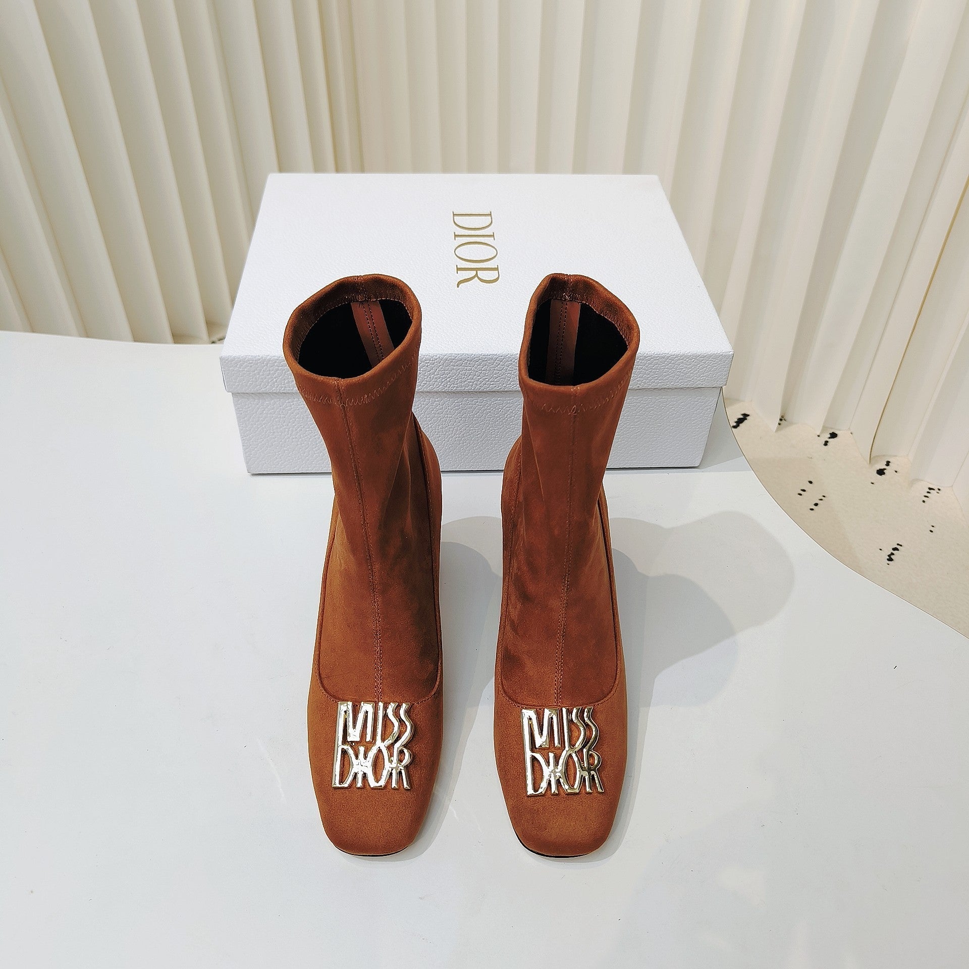 Miss Dior Ankle Boots 80mm Orange Brown Suede  111380