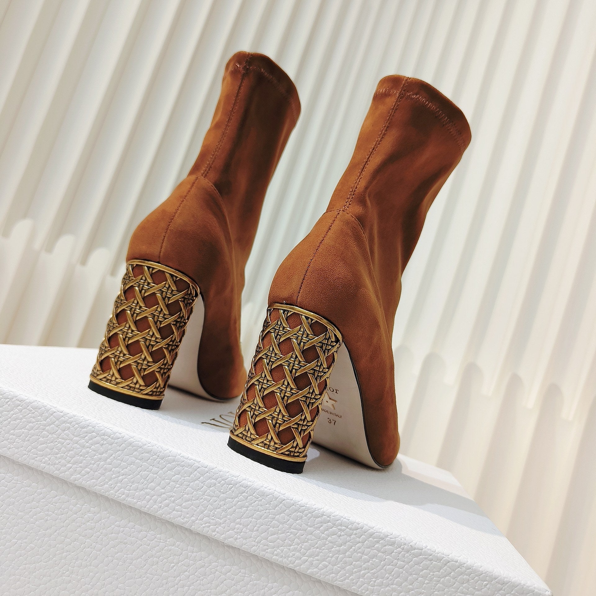 Miss Dior Ankle Boots 80mm Orange Brown Suede  111380