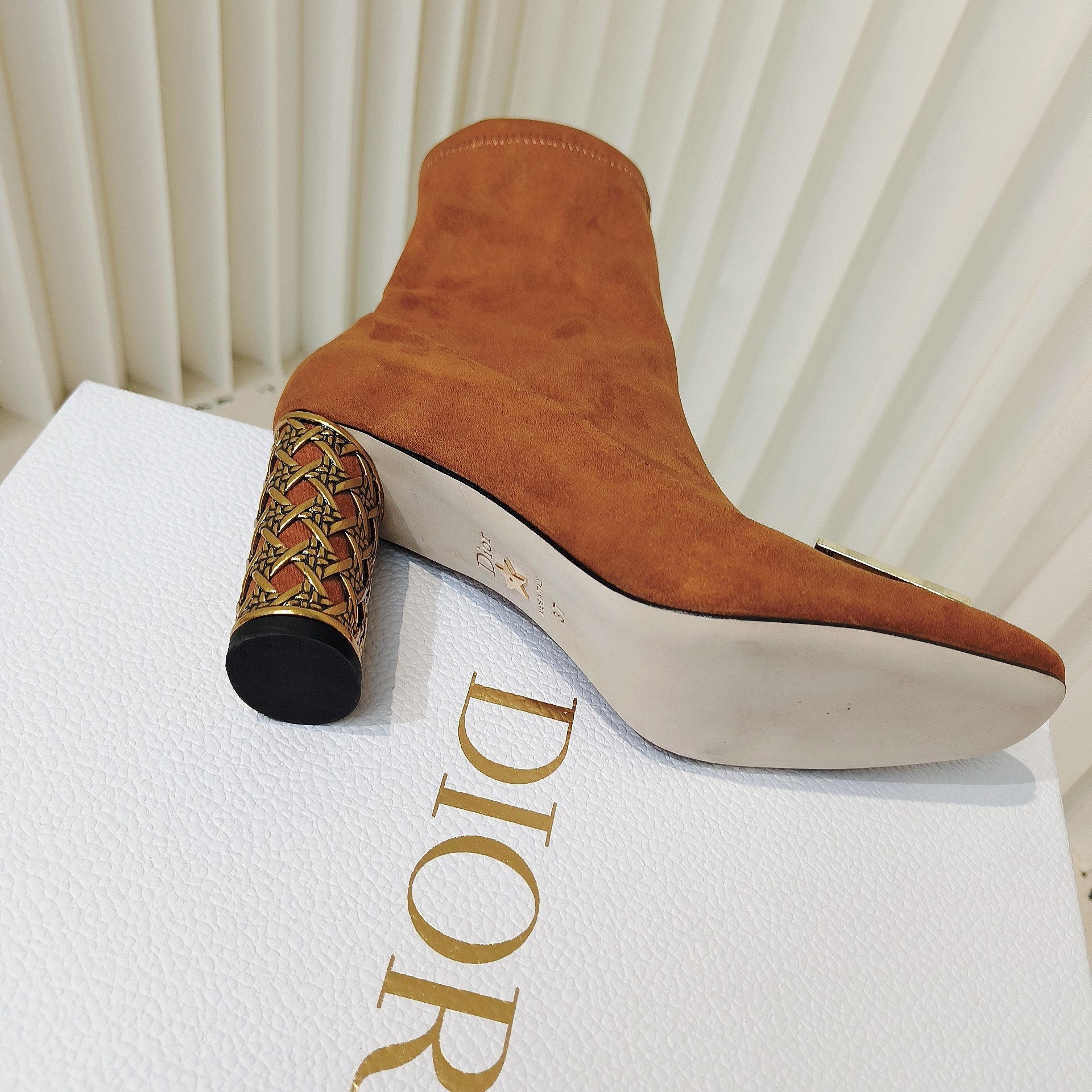 Miss Dior Ankle Boots 80mm Orange Brown Suede  111380